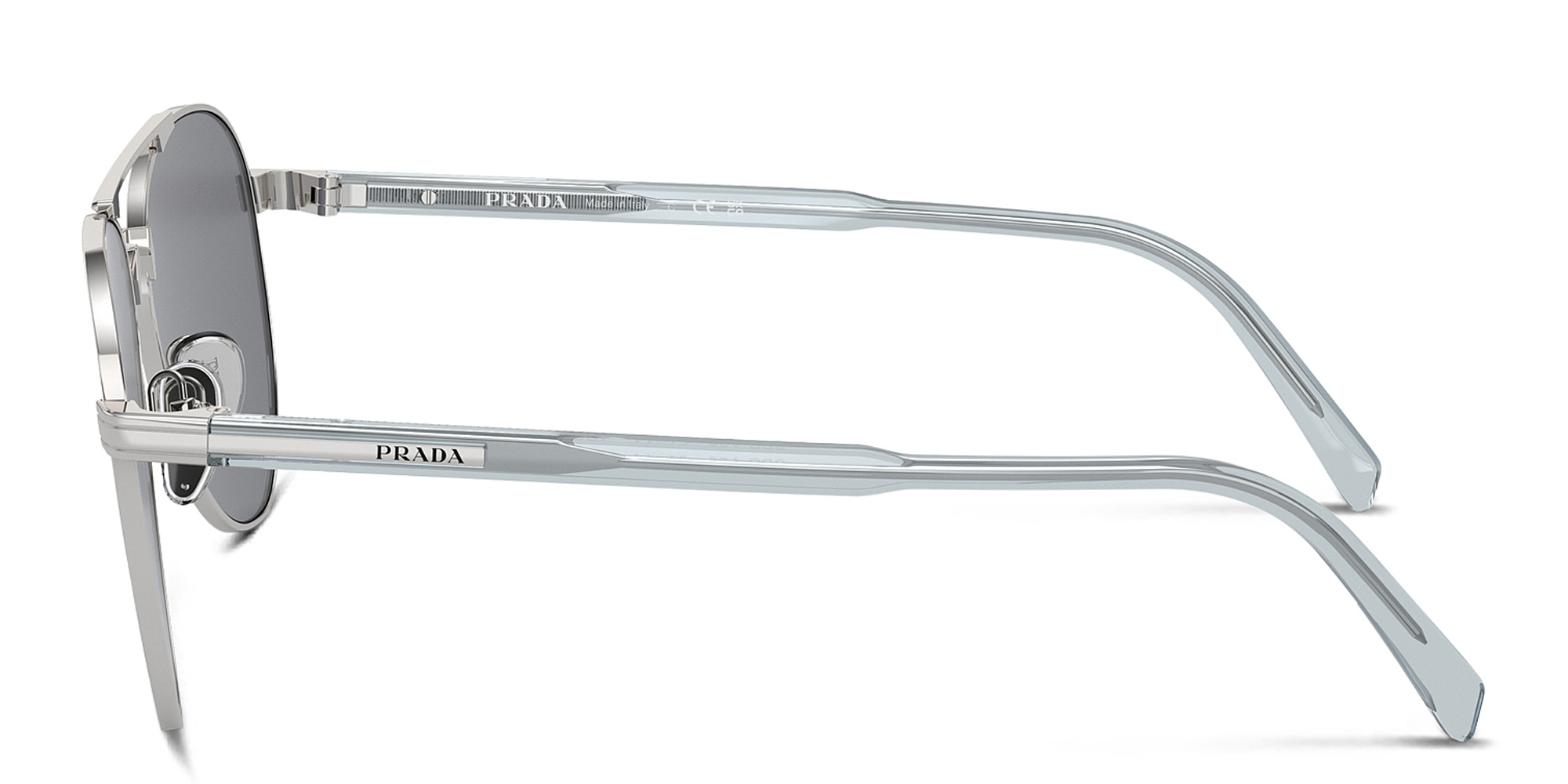 Shop PRADA Logo Aviator Sunglasses in Silver online.