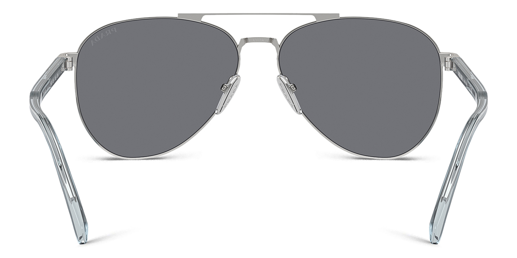 Shop PRADA Logo Aviator Sunglasses in Silver online.