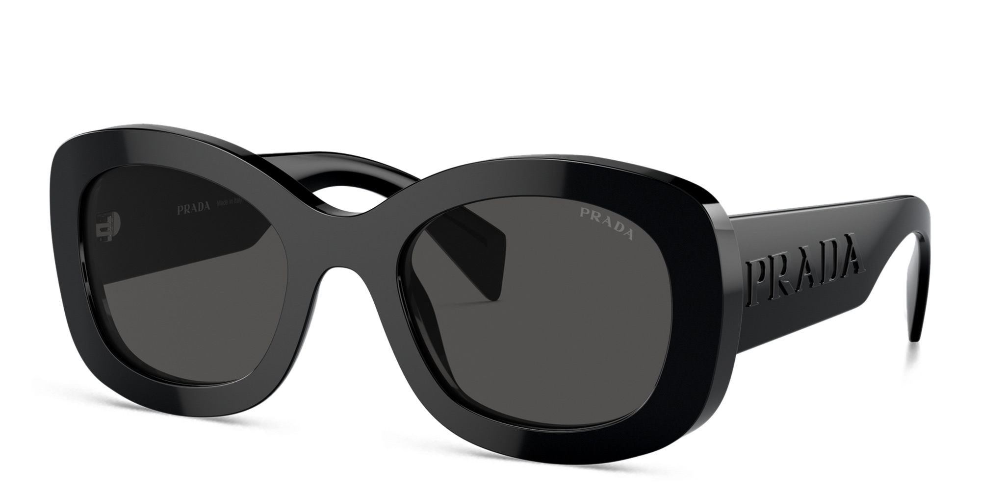 PRADA Logo Oval Sunglasses in Black – Product Photo 2