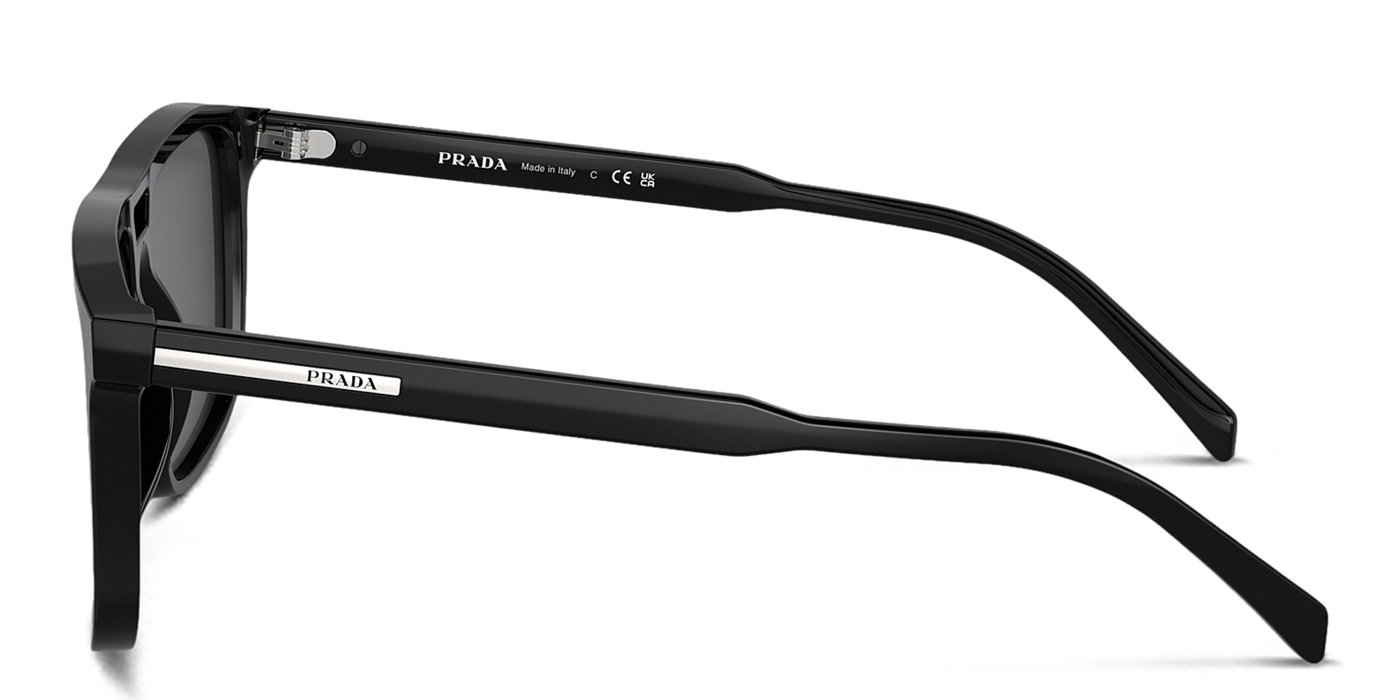 PRADA Logo Rectangle Sunglasses in Black – Product Photo 3