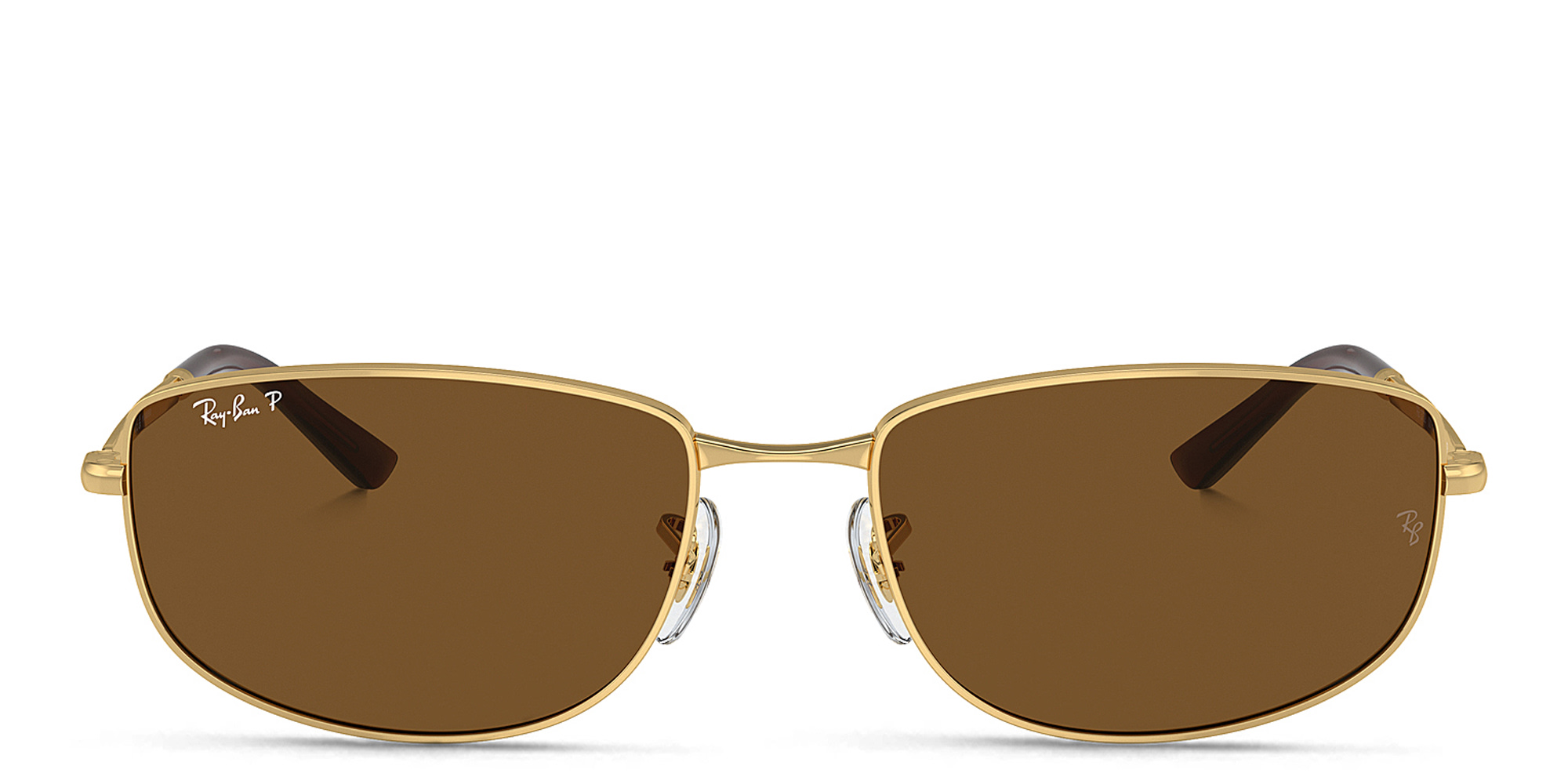 Shop Ray-Ban Logo Unisex Irregular Sunglasses in Gold online.