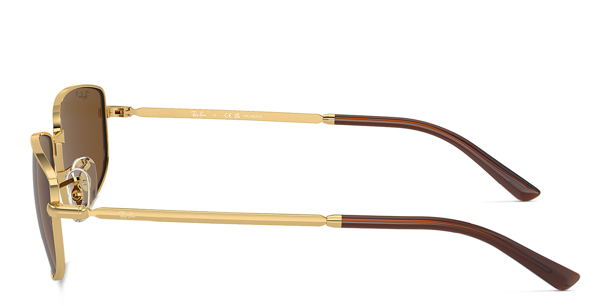 Shop Ray-Ban Logo Unisex Irregular Sunglasses in Gold online.