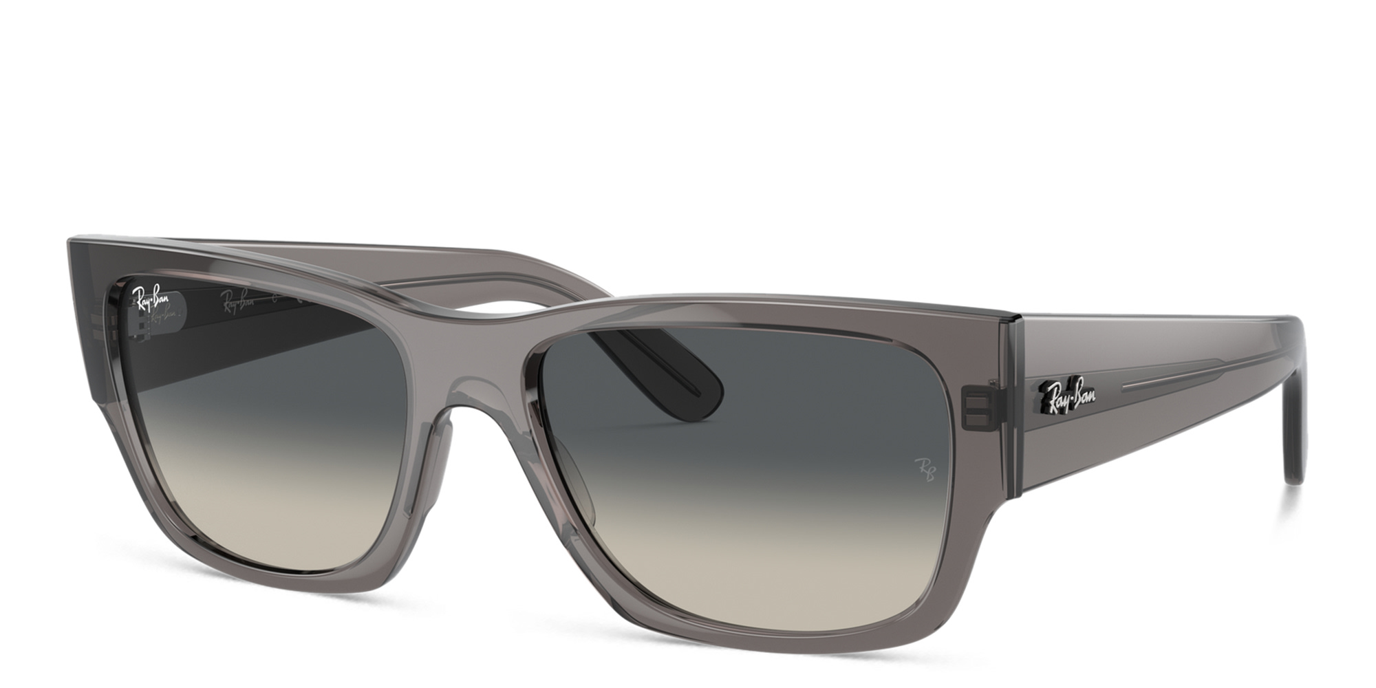 Ray-Ban Carlos Unisex Rectangle Sunglasses in Opal Dark Grey – Product Photo 2