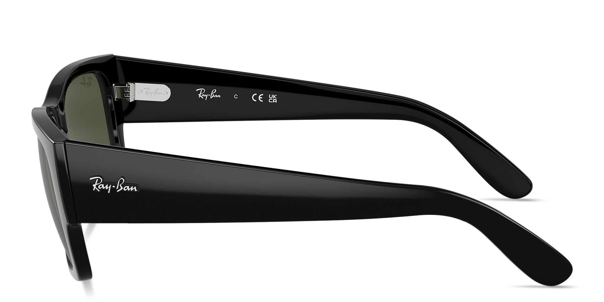 Shop Ray-Ban Carlos Unisex Rectangle Sunglasses in Black online.