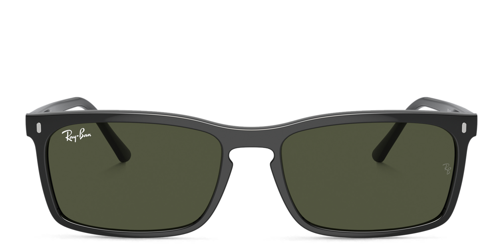 Shop Ray-Ban Logo Unisex Rectangle Sunglasses in Black online.