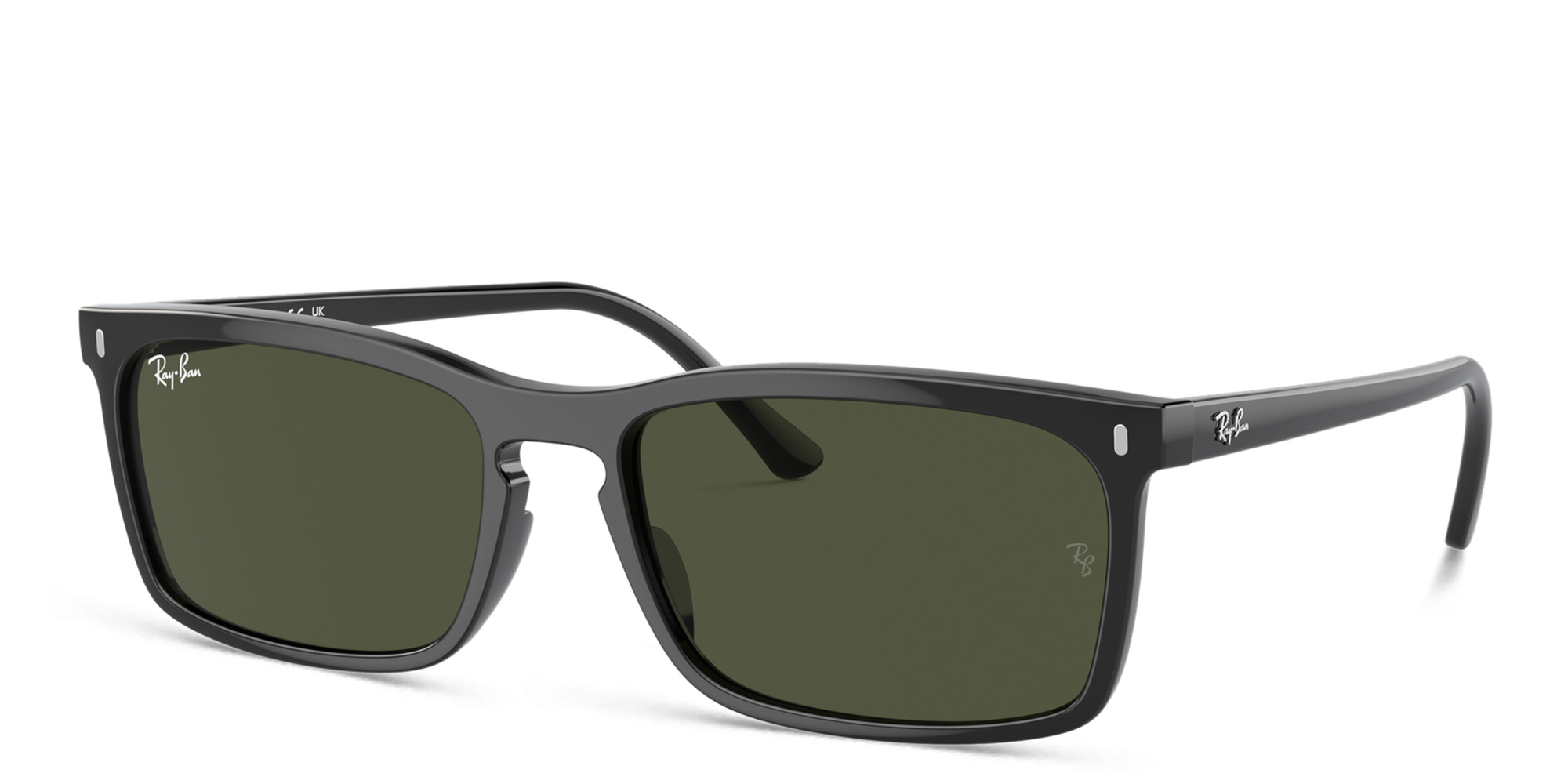 Shop Ray-Ban Logo Unisex Rectangle Sunglasses in Black online.
