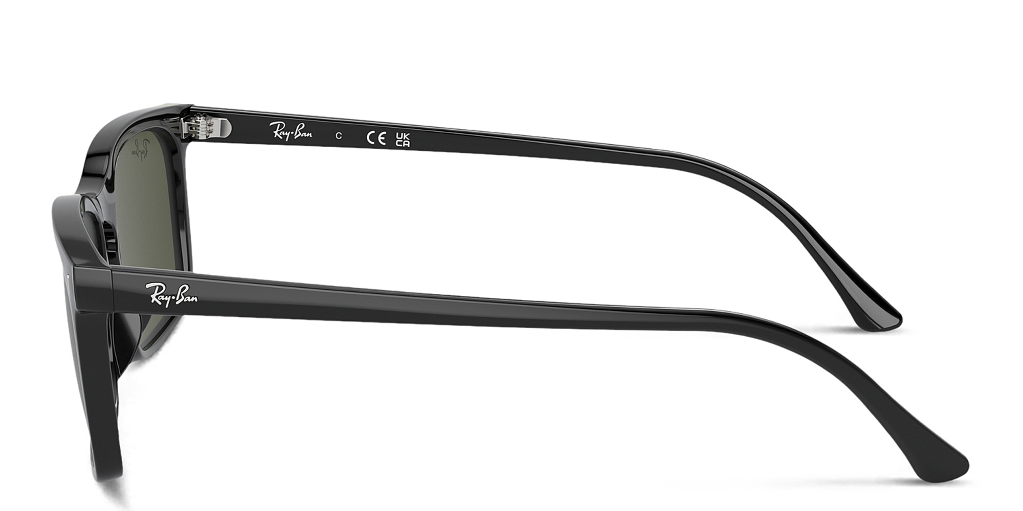 Shop Ray-Ban Logo Unisex Rectangle Sunglasses in Black online.