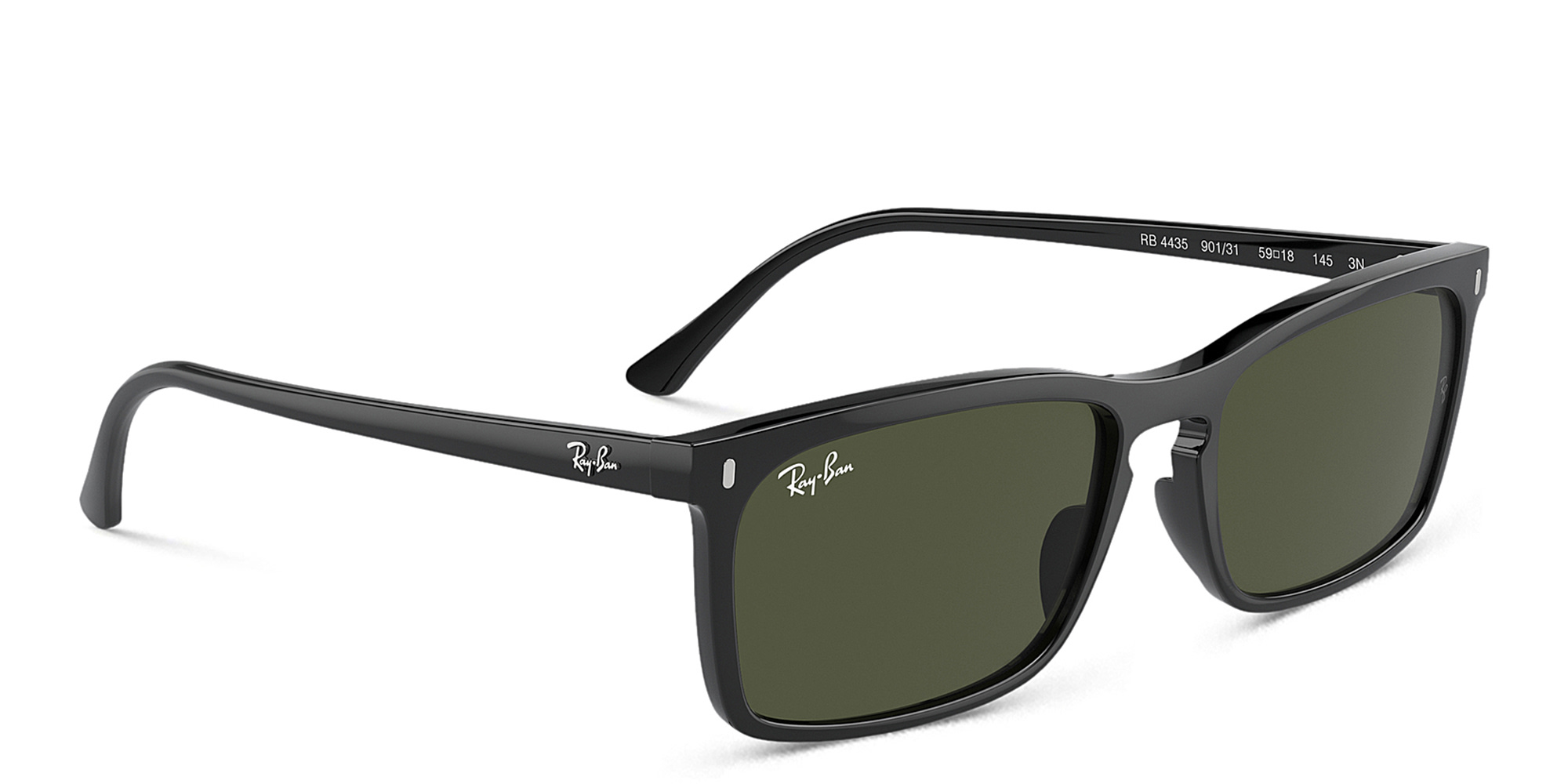 Shop Ray-Ban Logo Unisex Rectangle Sunglasses in Black online.