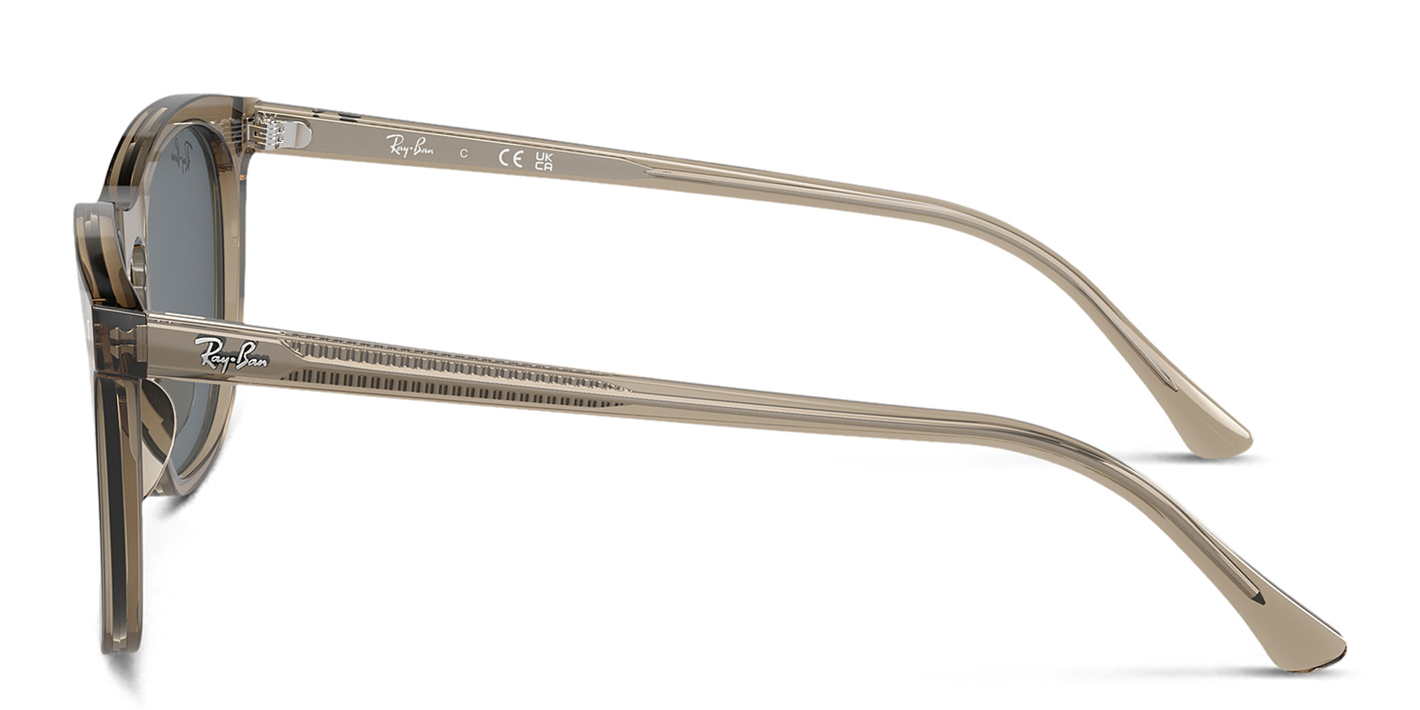 Ray-Ban Logo Unisex Square Sunglasses in Transparent Brown – Product Photo 3