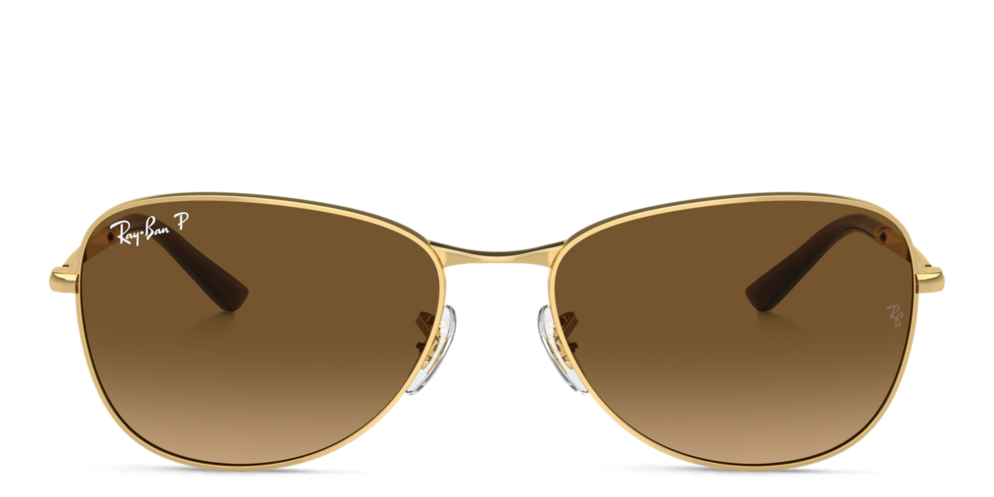 Shop Ray-Ban Logo Unisex Pilot Sunglasses in Gold online.