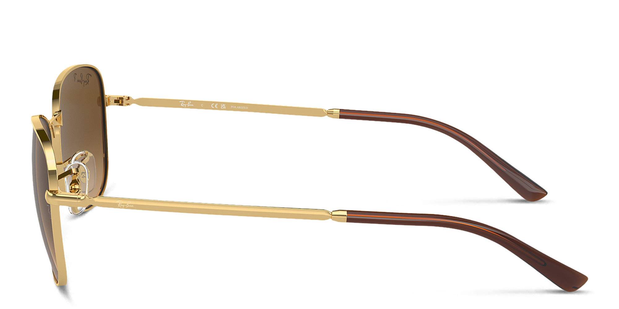 Shop Ray-Ban Logo Unisex Pilot Sunglasses in Gold online.