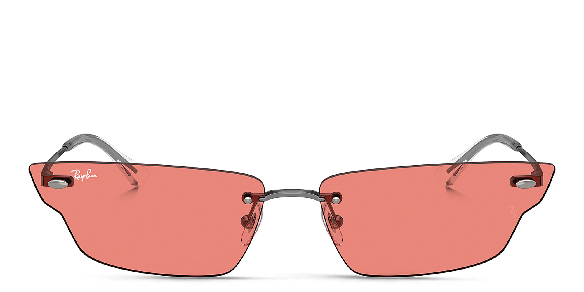 Shop Ray-Ban Anh Unisex Rimless Irregular Sunglasses in Gunmetal online.