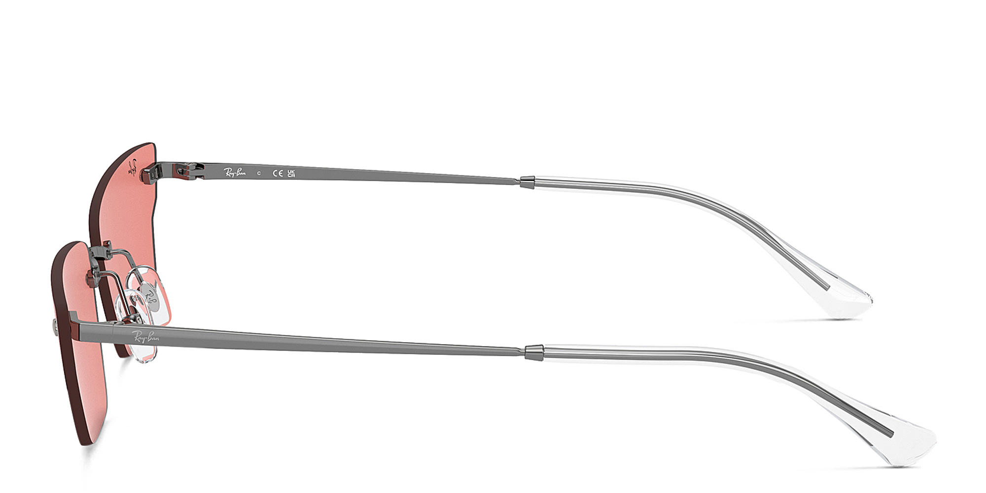 Shop Ray-Ban Anh Unisex Rimless Irregular Sunglasses in Gunmetal online.