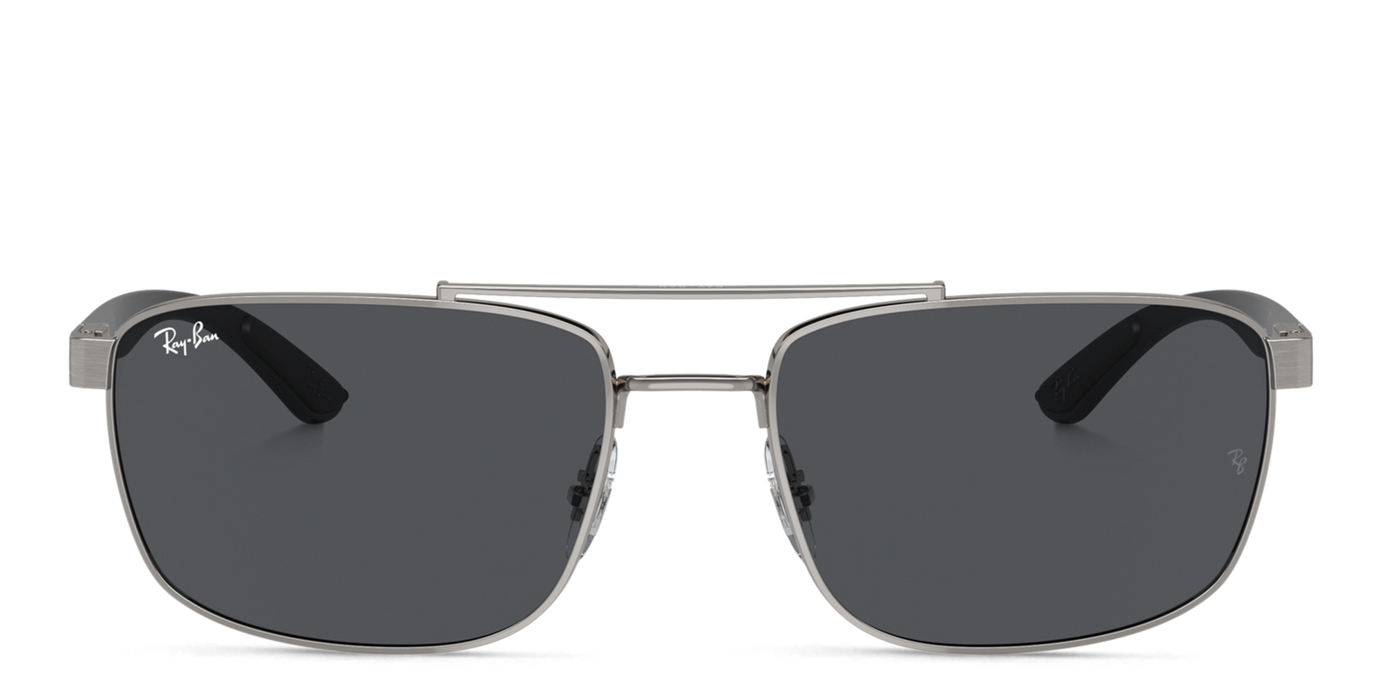 تسوق نظارات شمسية مستطيلة للجنسين بشعار العلامة راي بان بلون رصاصي أونلاين.