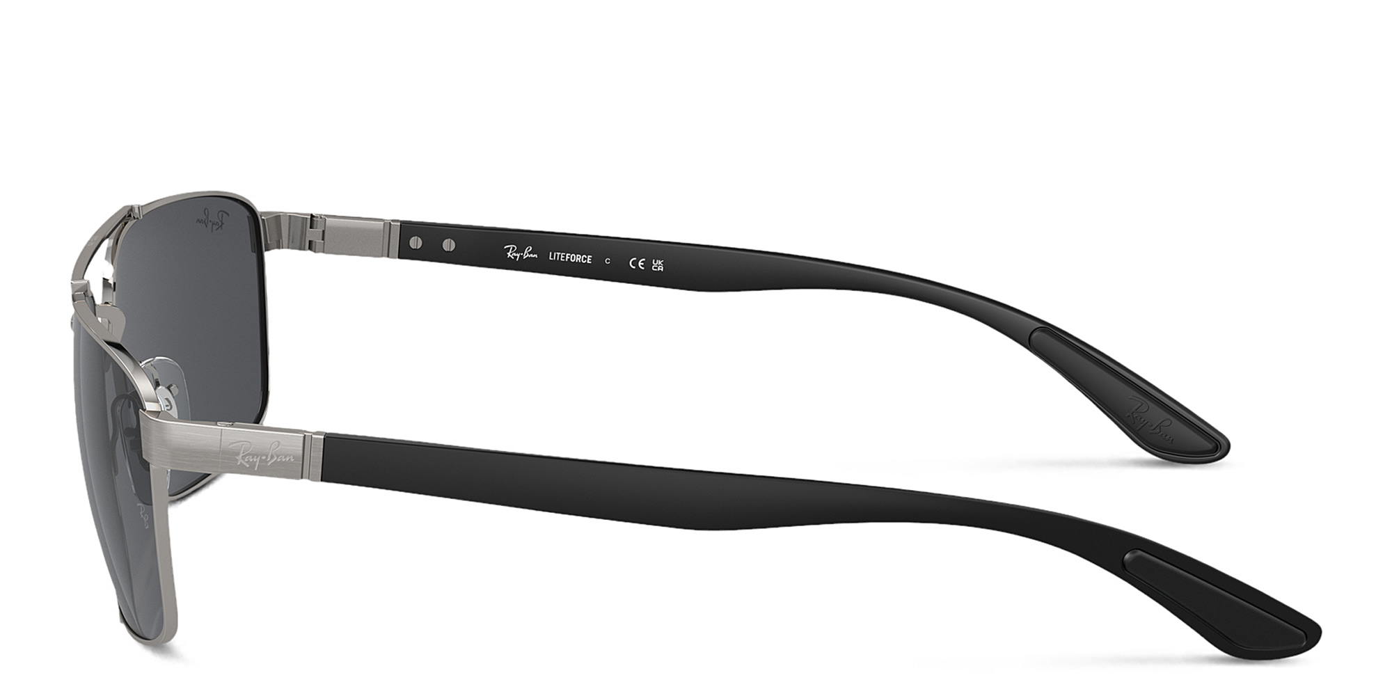 تسوق نظارات شمسية مستطيلة للجنسين بشعار العلامة راي بان بلون رصاصي أونلاين.