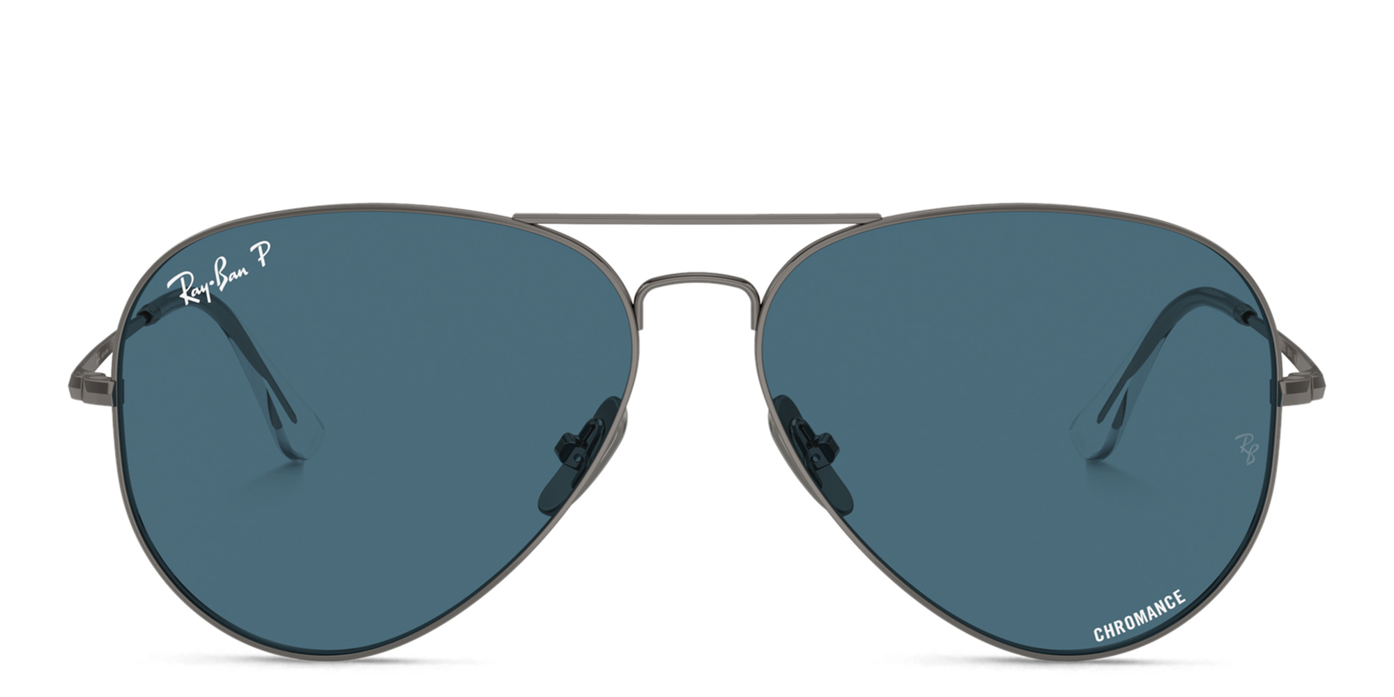 Ray-Ban Logo Unisex Pilot Sunglasses in Gunmetal – Product Photo 1