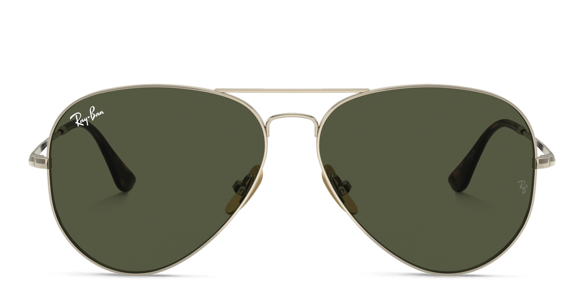 Shop Ray-Ban Aviator Titanium Unisex Sunglasses in Gold online.