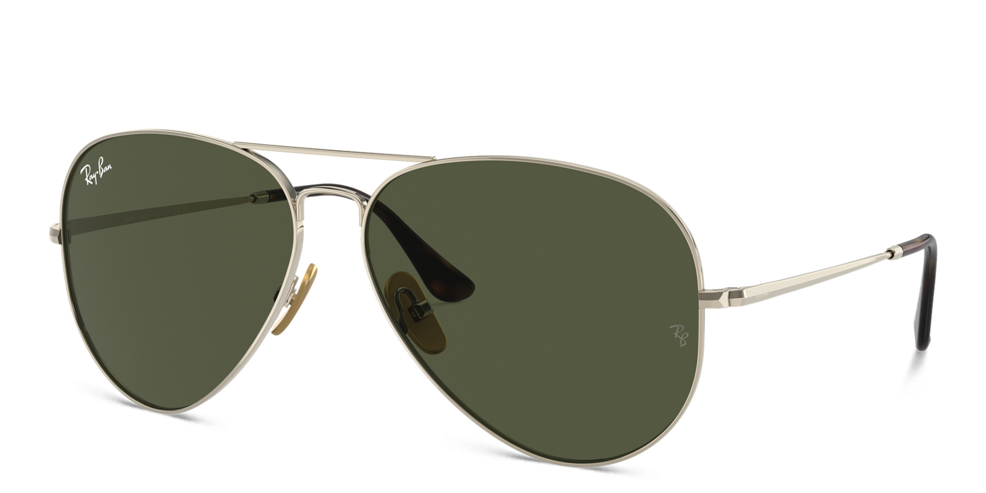 Shop Ray-Ban Aviator Titanium Unisex Sunglasses in Gold online.