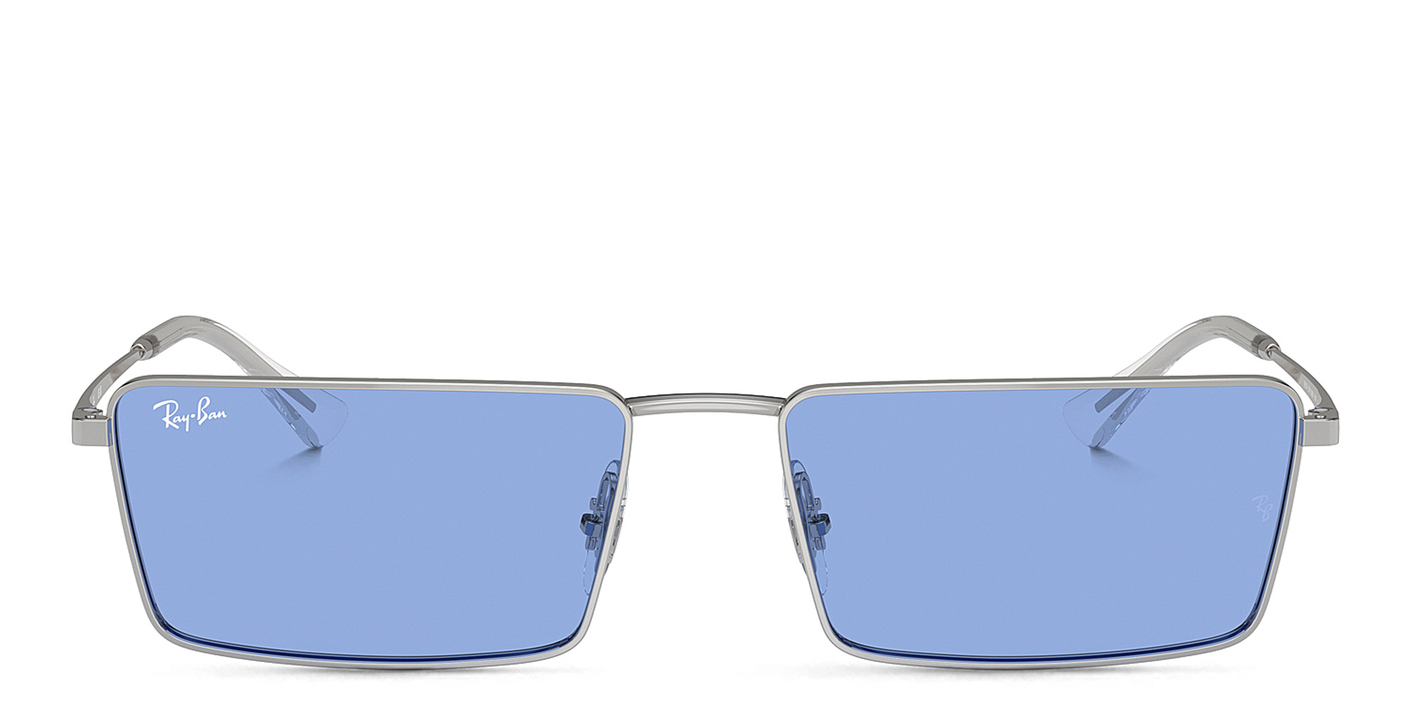 Shop Ray-Ban Emy Unisex Rectangle Sunglasses in Silver online.