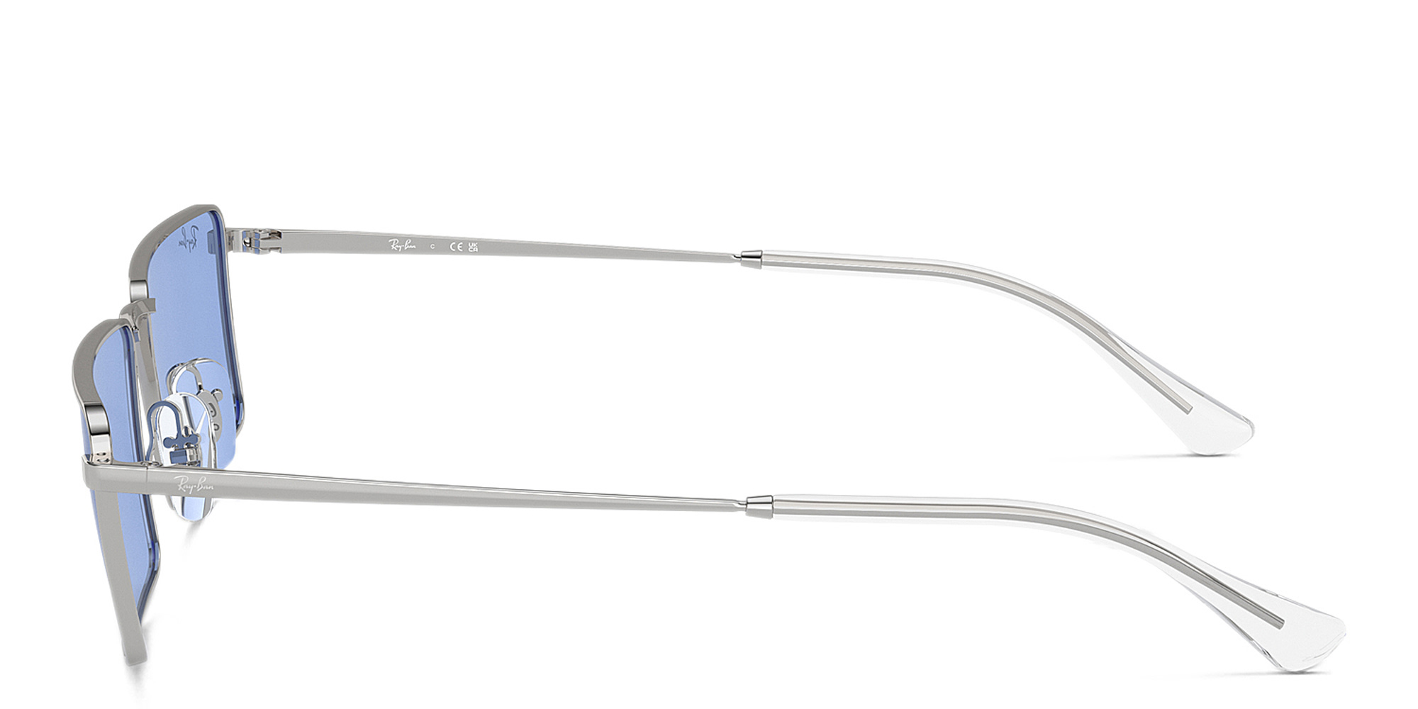 Shop Ray-Ban Emy Unisex Rectangle Sunglasses in Silver online.