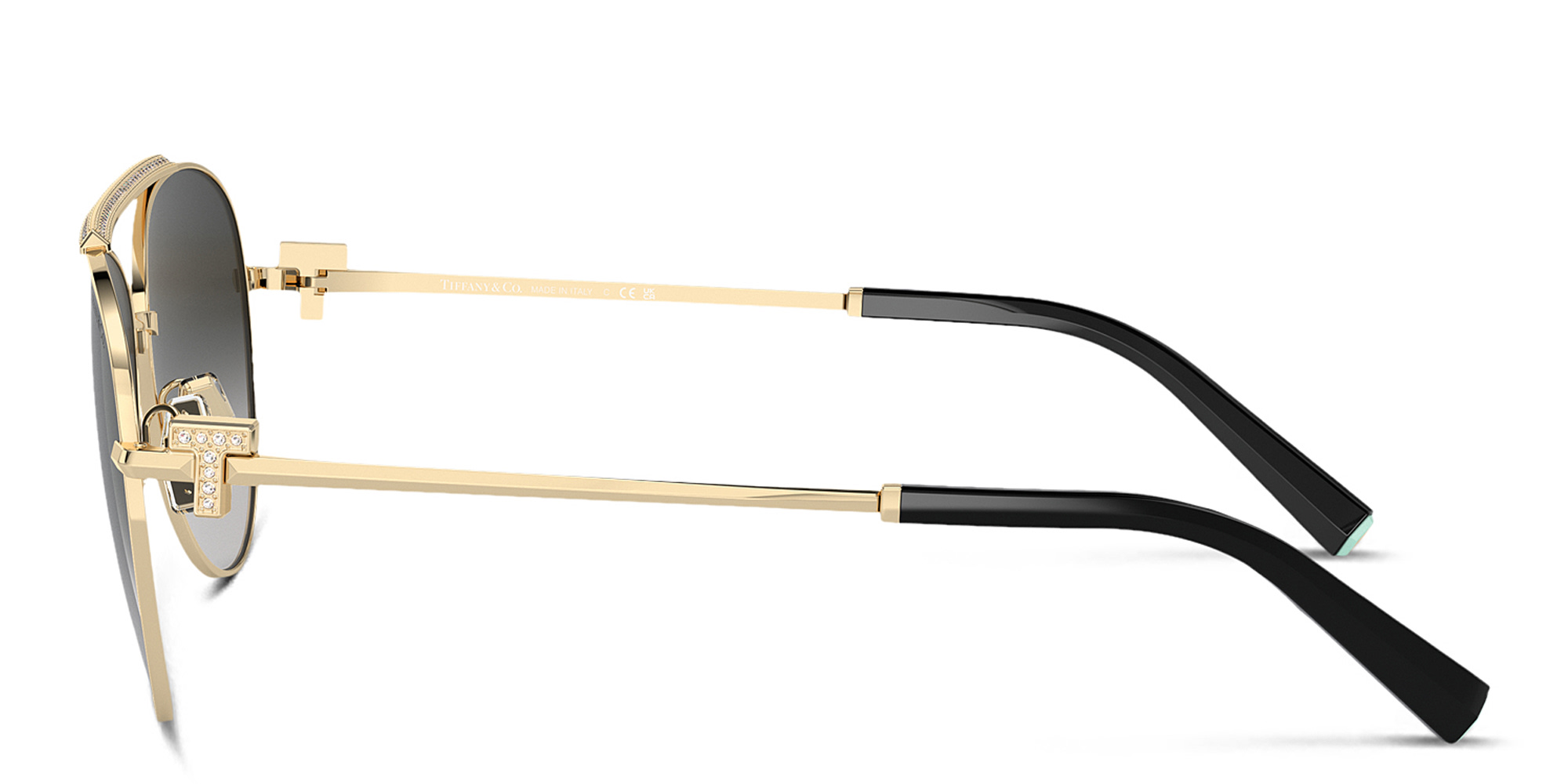 TIFFANY T Motif Pilot Sunglasses in Pale Gold – Product Photo 3