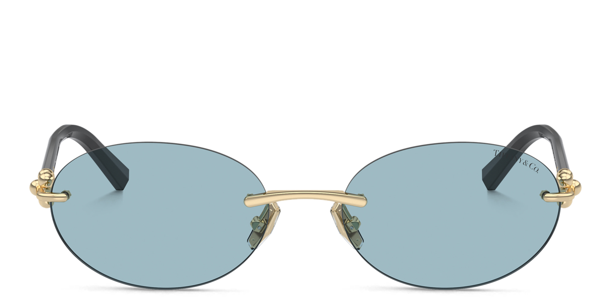 Shop TIFFANY HardWear Rimless Oval Sunglasses in Gold online.