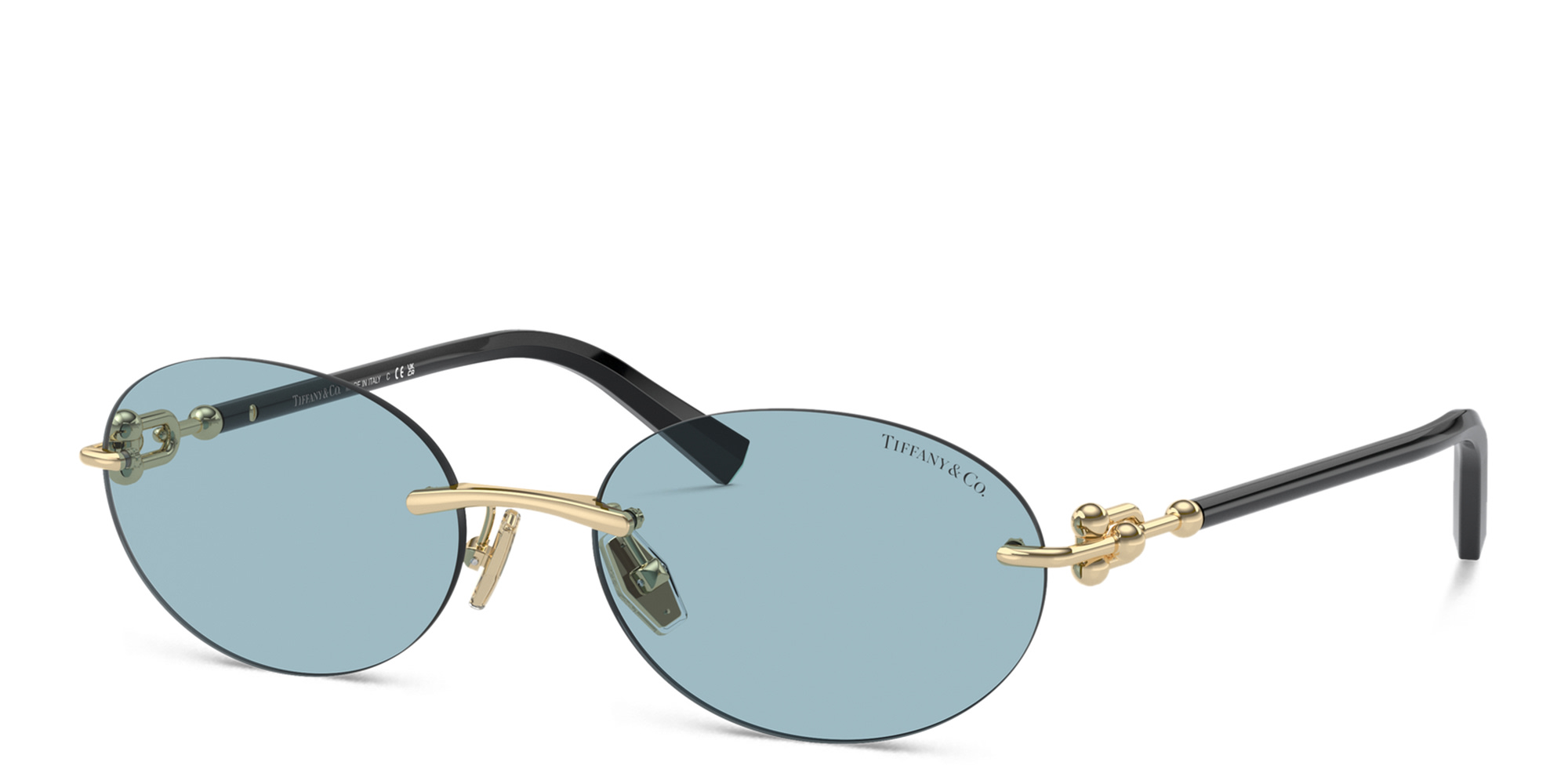 Shop TIFFANY HardWear Rimless Oval Sunglasses in Gold online.