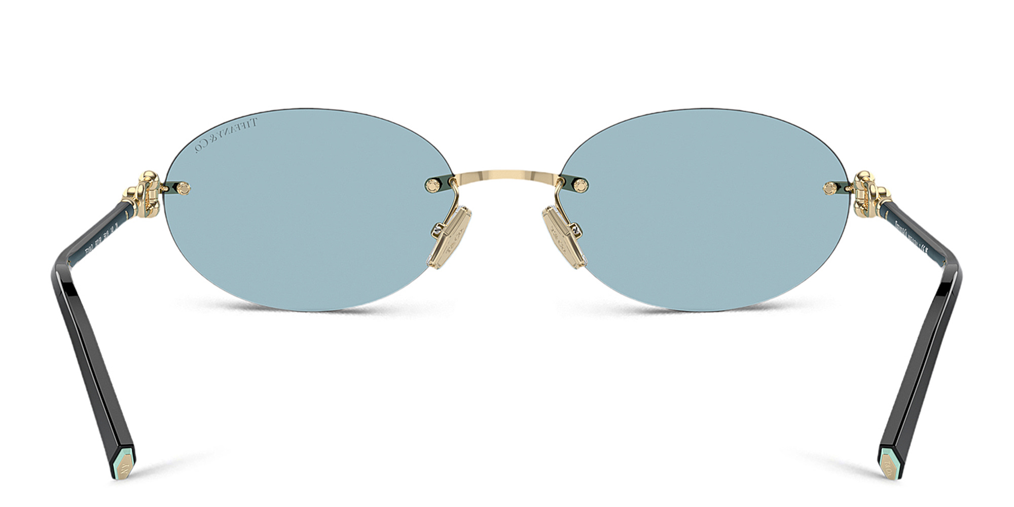 Shop TIFFANY HardWear Rimless Oval Sunglasses in Gold online.