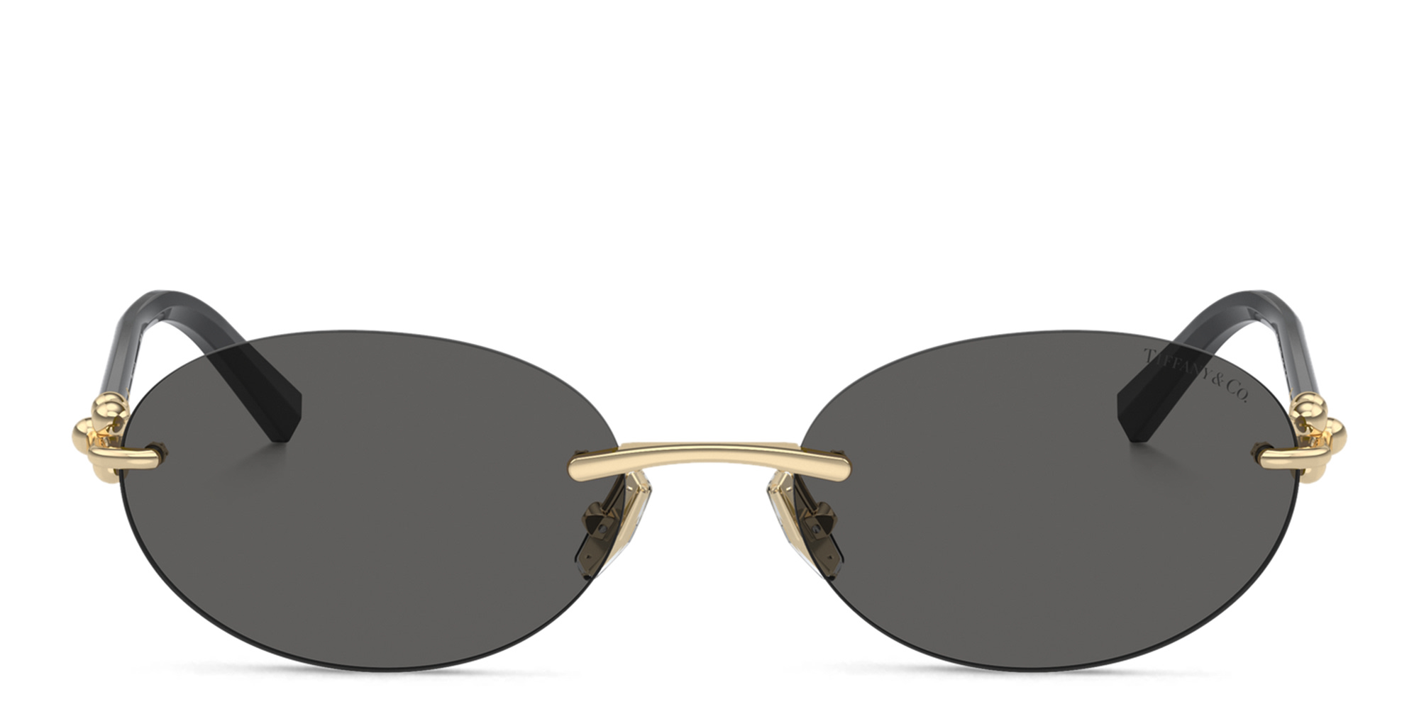 Shop TIFFANY Tiffany HardWear Rimless Oval Sunglasses in Gold online.