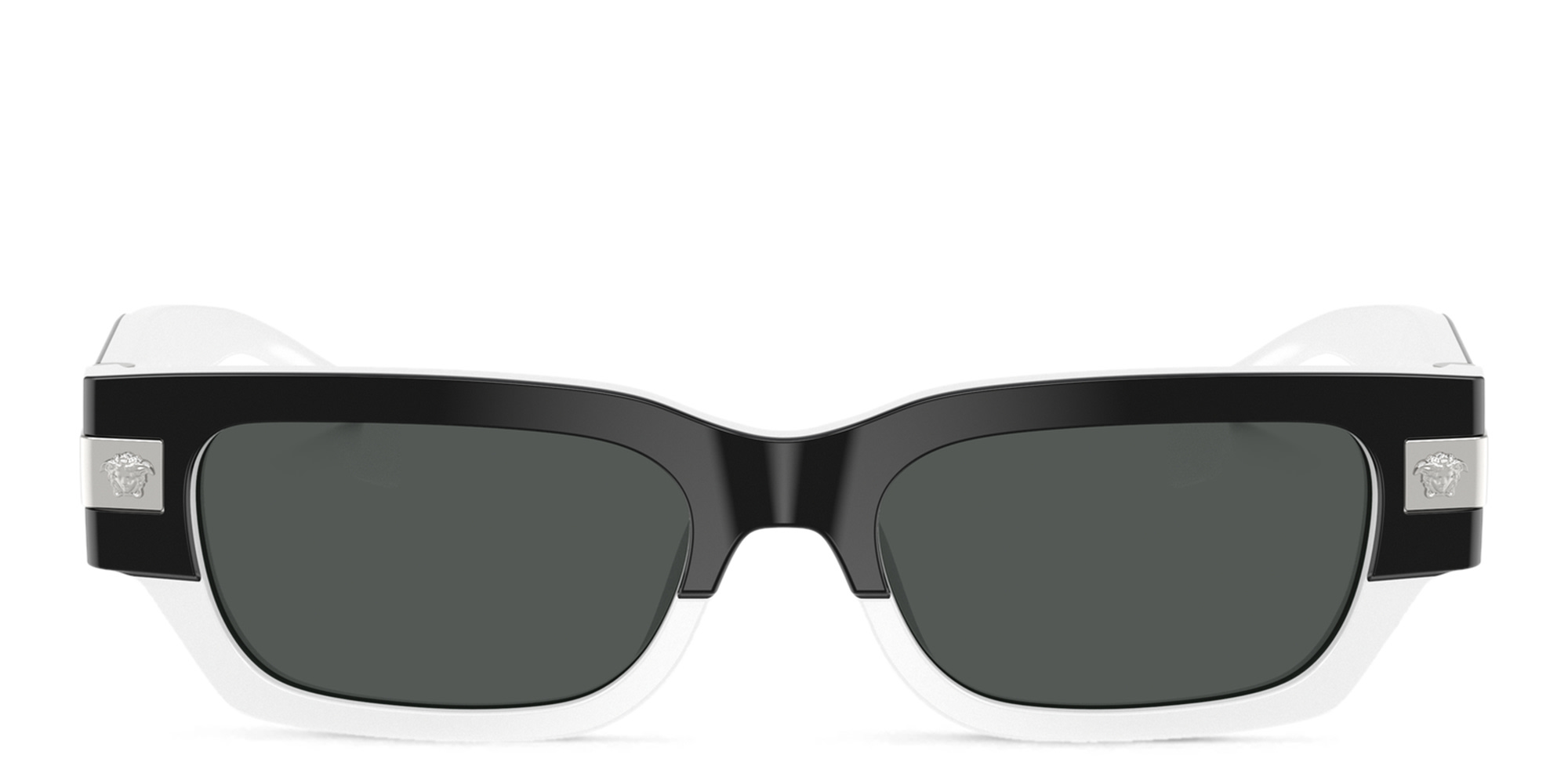 نظارات شمسية ميدوسا بإطار مستطيل من فيرزاتشي بلون طبقة مزدوجة باللونين الأسود والأبيض - صورة المنتج 1