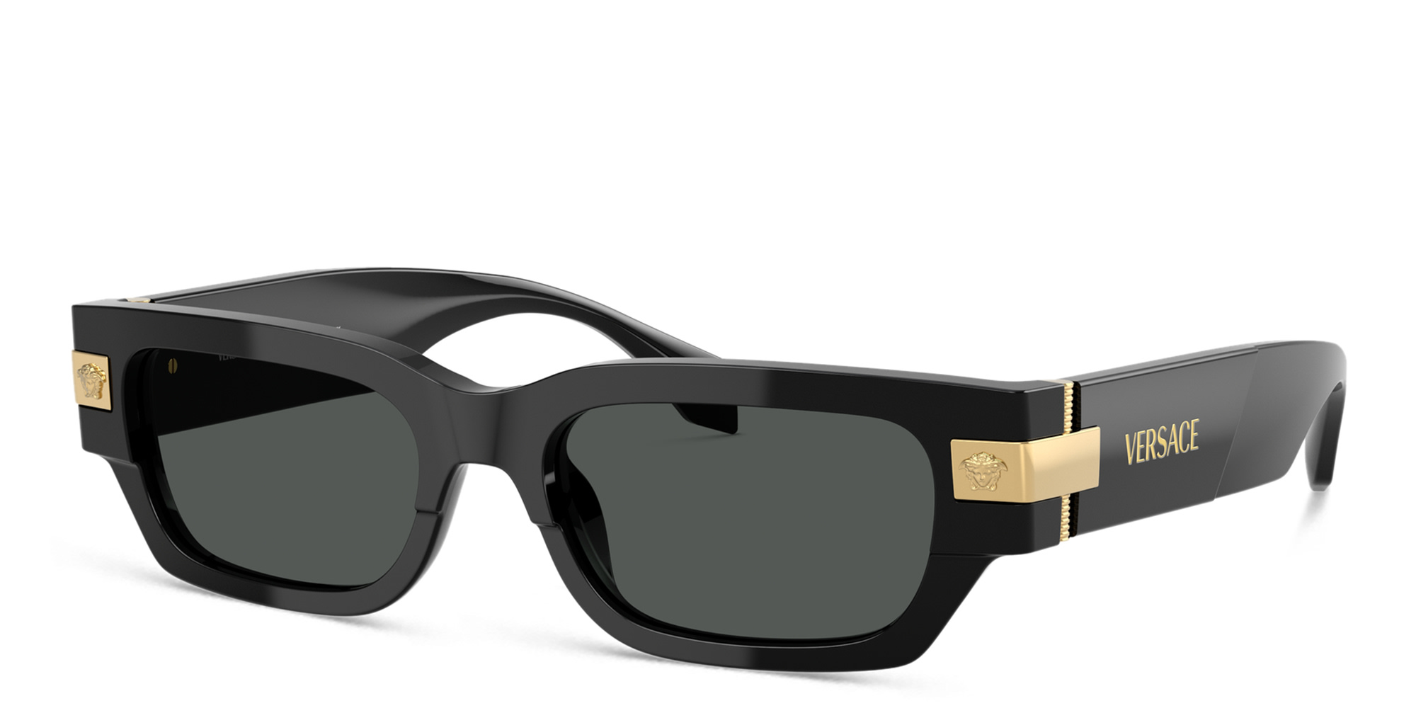 VERSACE Medusa Rectangle Sunglasses in Black – Product Photo 2