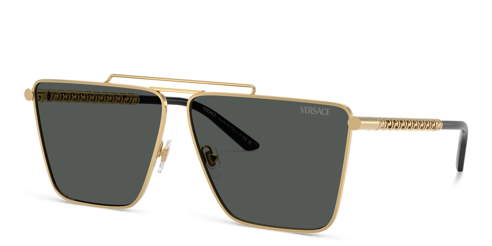 VERSACE Greca Irregular Sunglasses in Gold – Product Photo 2