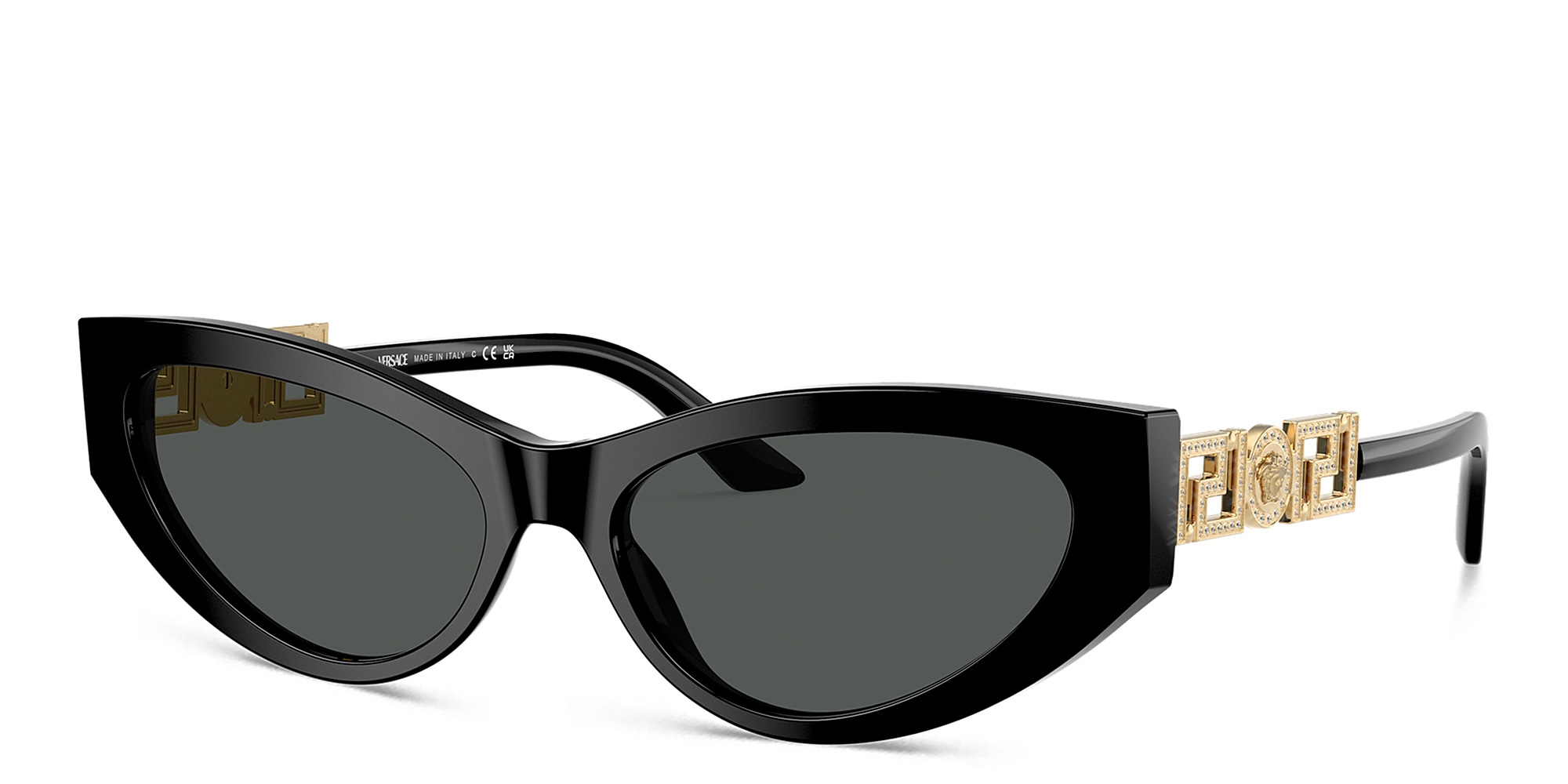 Shop VERSACE Medusa Cat-Eye Sunglasses in Black online.