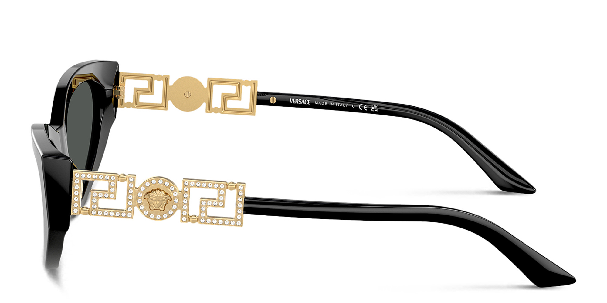 Shop VERSACE Medusa Cat-Eye Sunglasses in Black online.