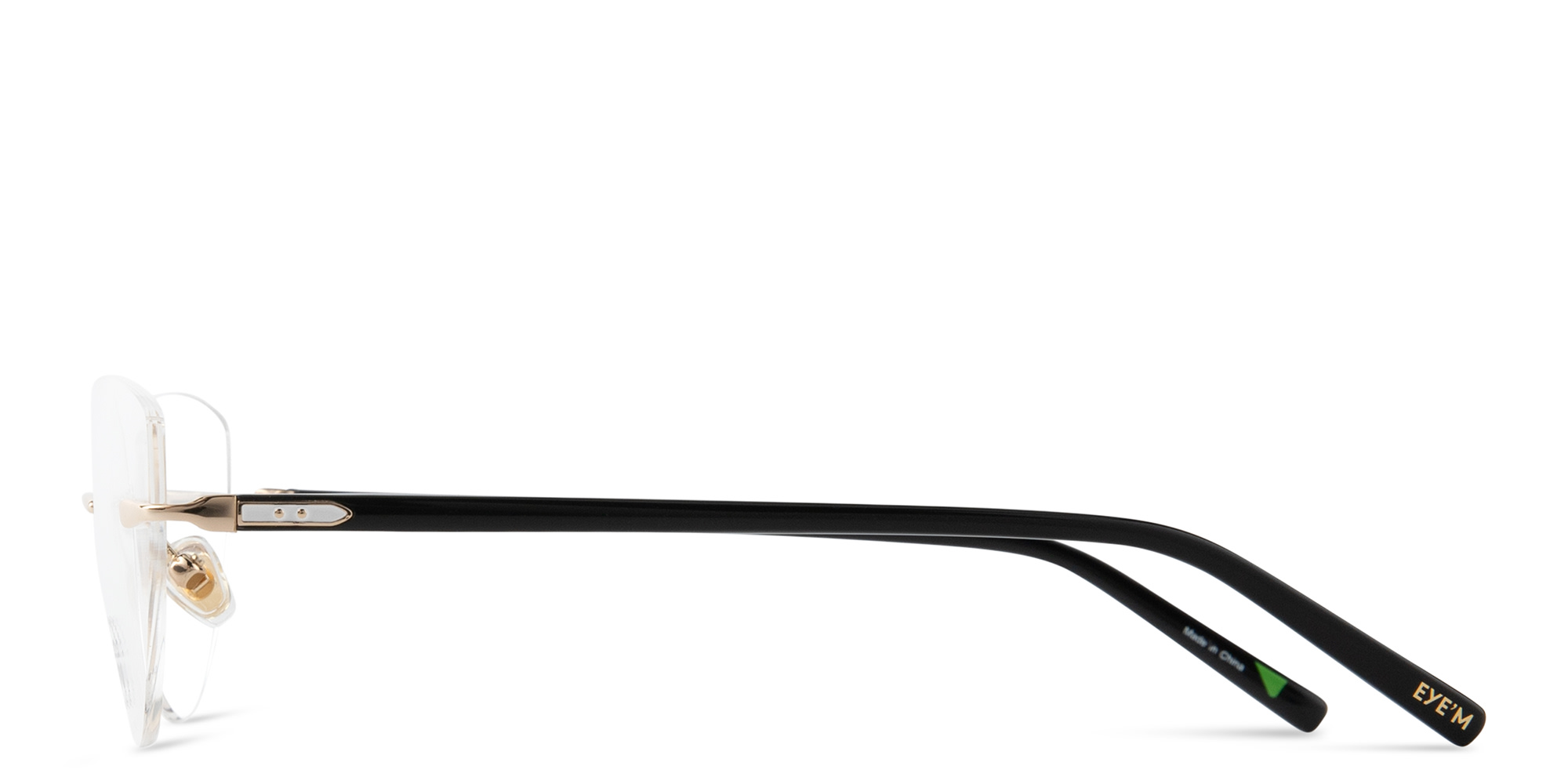 Shop EYE'M Rimless Wide Cat-Eye Eyeglasses in Gold Black online.