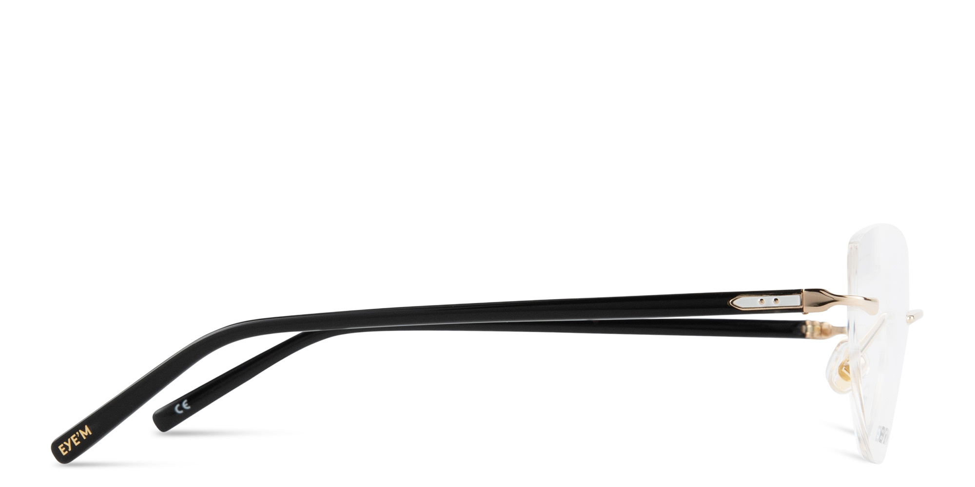 Shop EYE'M Rimless Wide Cat-Eye Eyeglasses in Gold Black online.