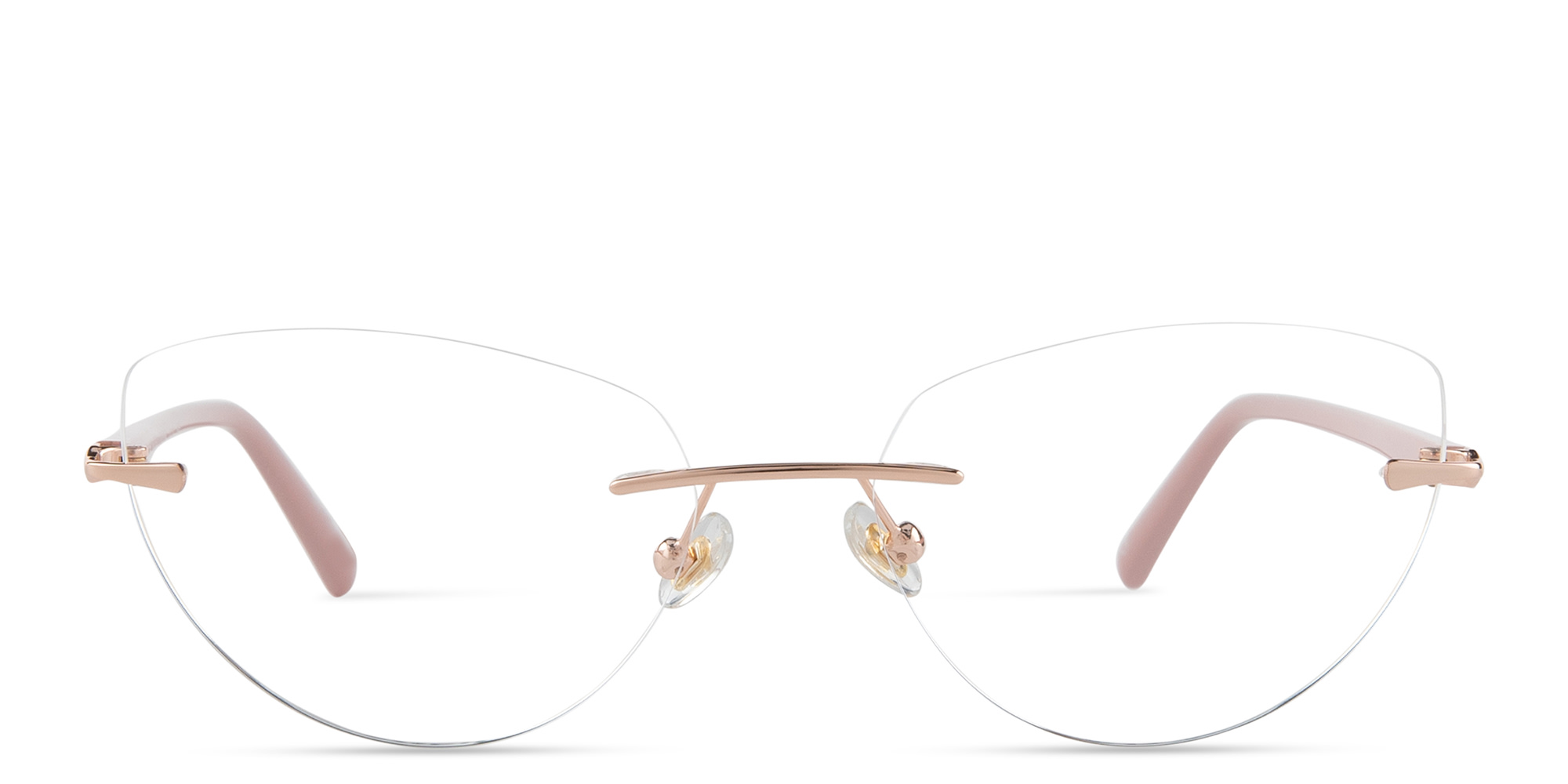 EYE'M Rimless Wide Cat-Eye Eyeglasses in Rose Gold – Product Photo 1