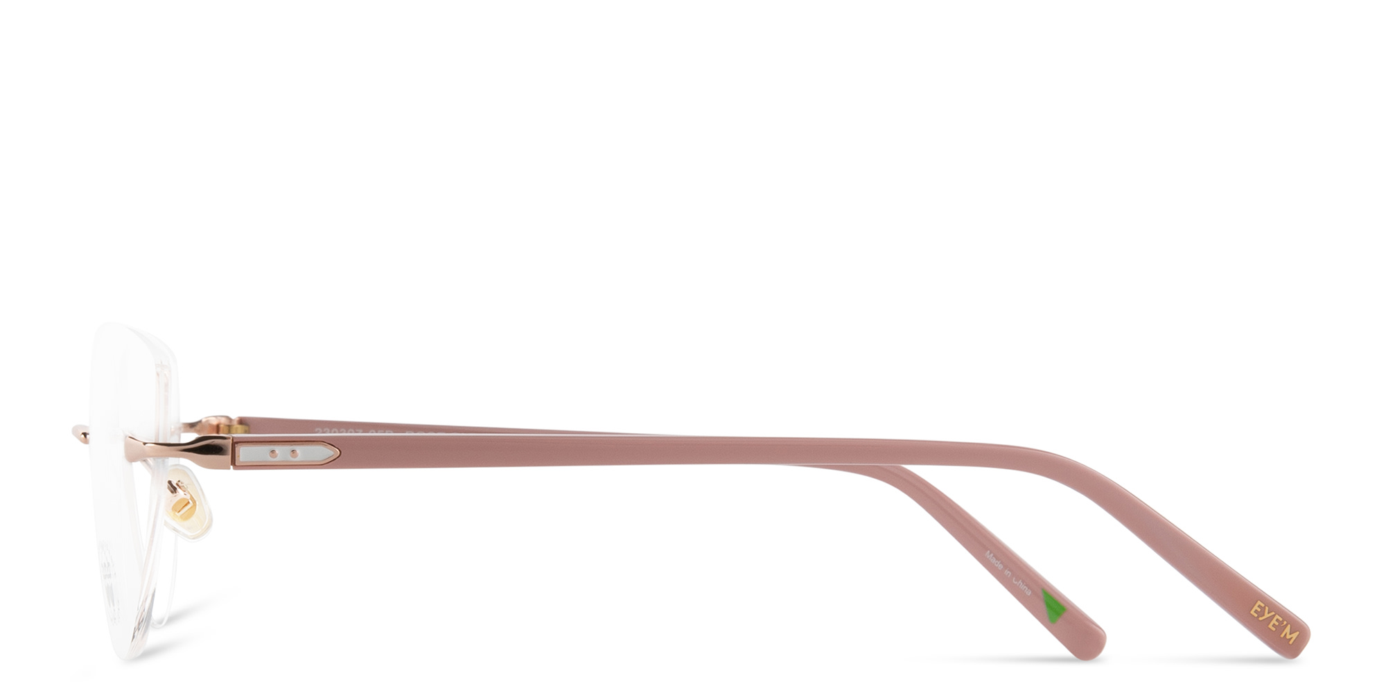 EYE'M Rimless Wide Cat-Eye Eyeglasses in Rose Gold – Product Photo 3