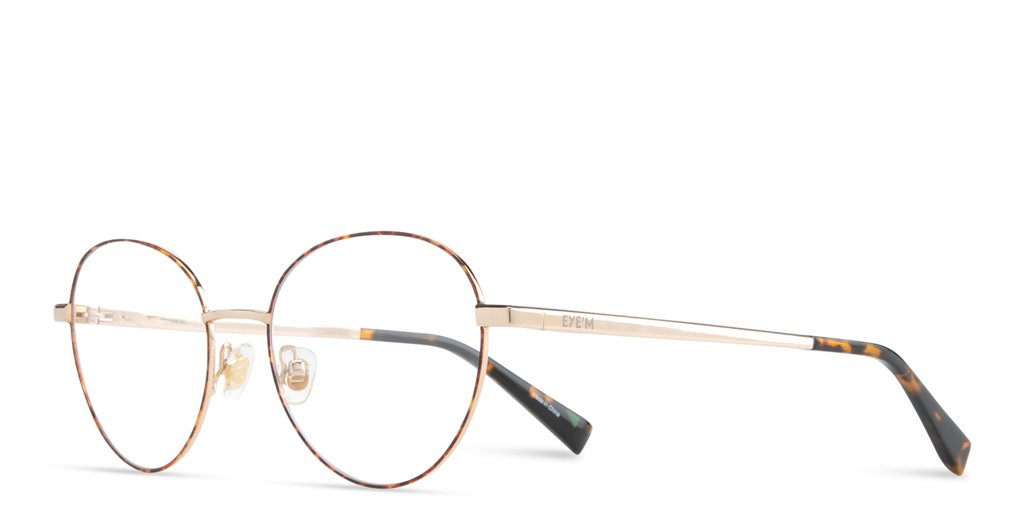 EYE'M Round Eyeglasses in Gold – Product Photo 4
