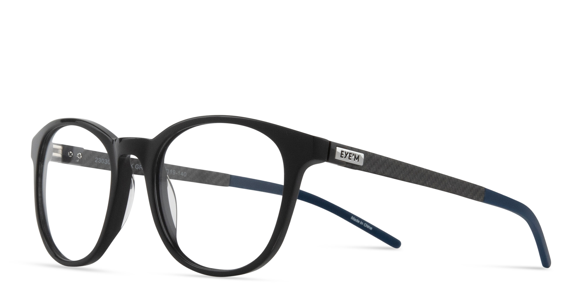Shop EYE'M Unisex Round Eyeglasses in Matte Black online.