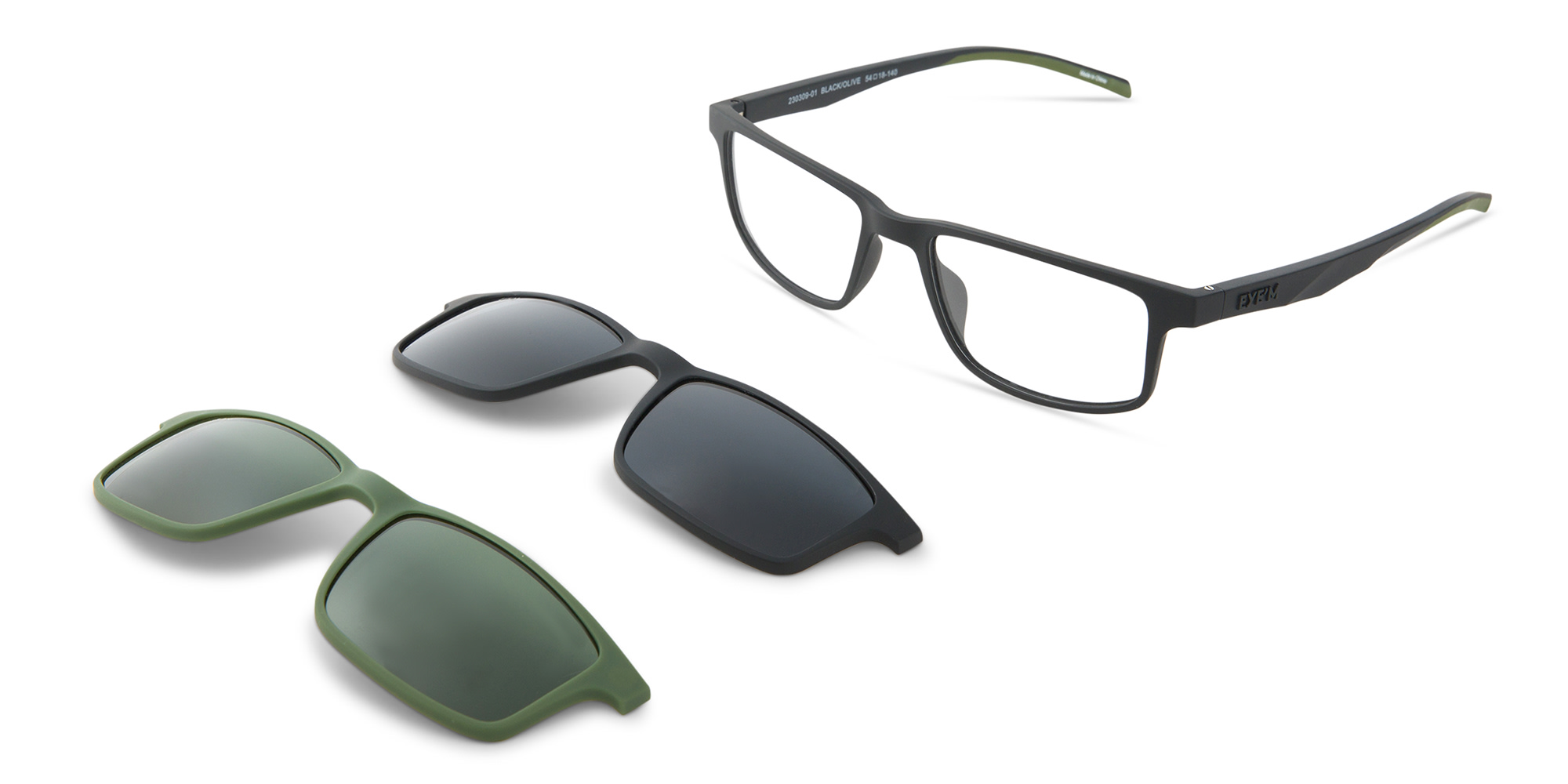 EYE'M Clip-On Rectangle Eyeglasses in Rubber Black – Product Photo 2