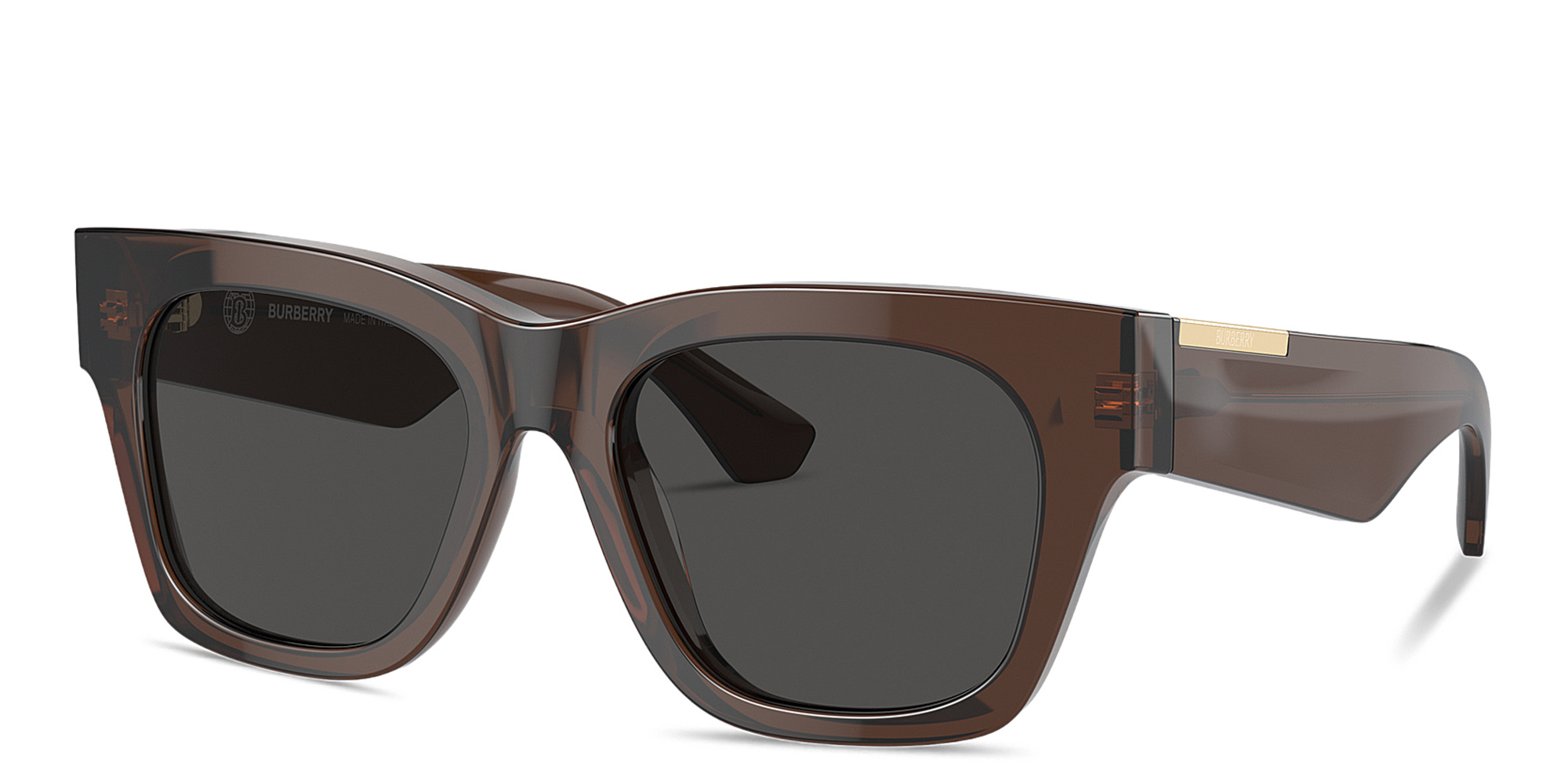 Shop BURBERRY Logo Signature Square Sunglasses in Brown online.