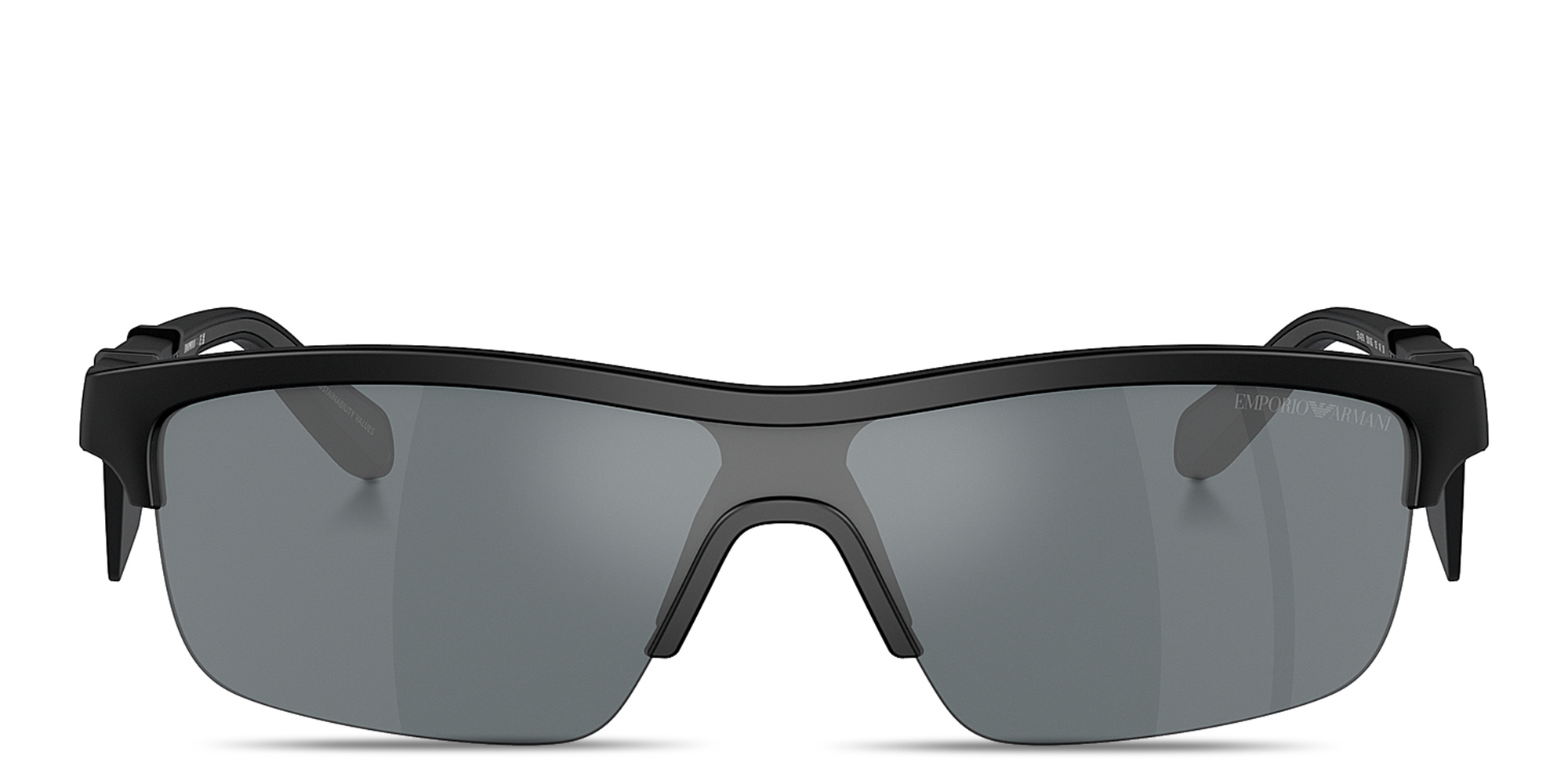 Emporio Armani Mask Half-Rim Irregular Sunglasses in Black – Product Photo 1