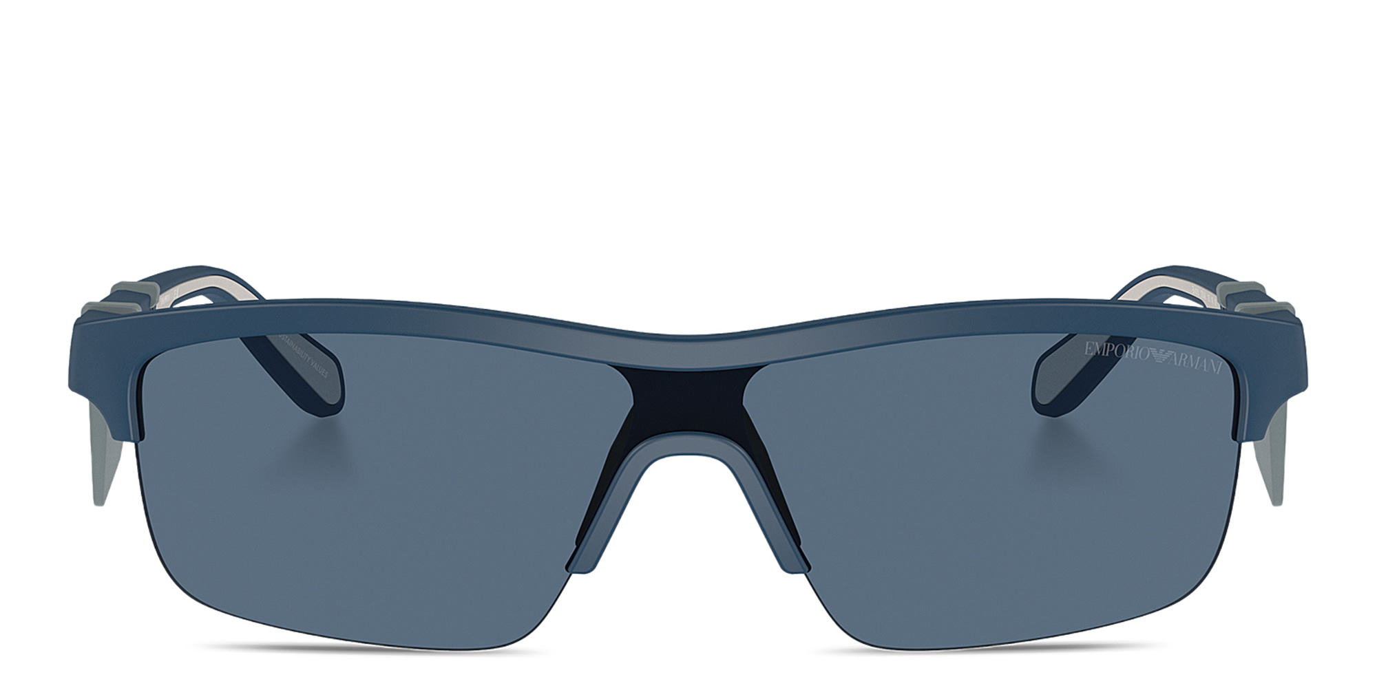 نظارات شمسية غير منتظمة بنصف إطار على شكل قناع من امبوريو أرماني بلون أزرق - صورة المنتج 1