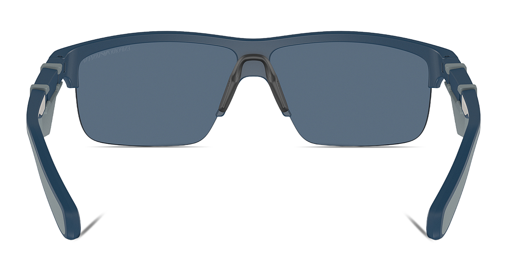 نظارات شمسية غير منتظمة بنصف إطار على شكل قناع من امبوريو أرماني بلون أزرق - صورة المنتج 4