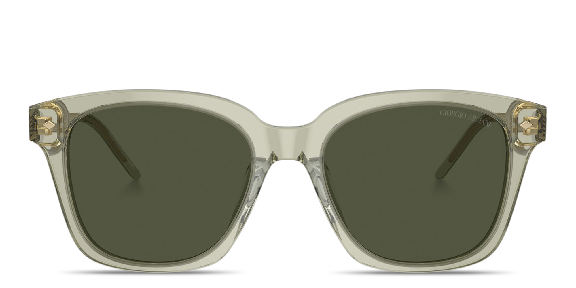 تسوق نظارات شمسية مربّعة بتوقيع العلامة جورجو أرماني بلون أخضر شفاف أونلاين.