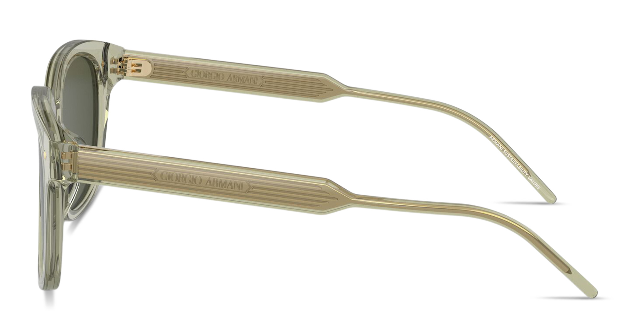 Shop GIORGIO ARMANI Logo Signature Square Sunglasses in Transparent Green online.