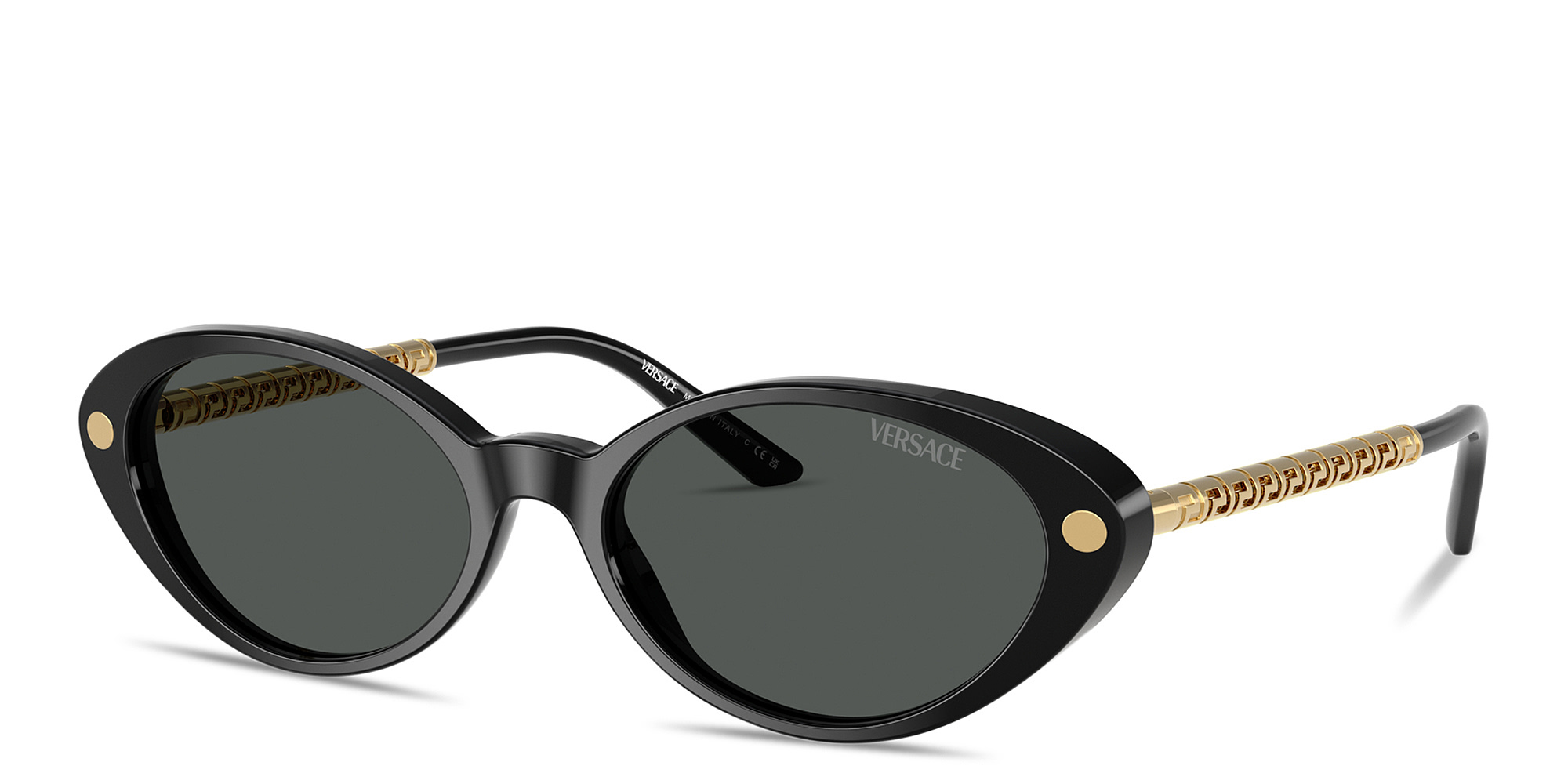 VERSACE Daily Heritage Oval Sunglasses in Black – Product Photo 2