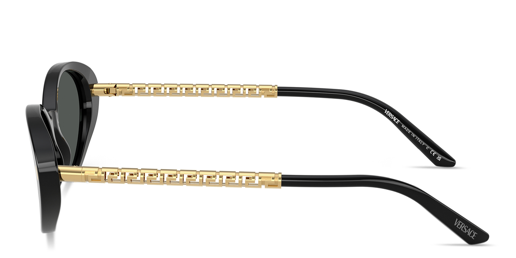 VERSACE Daily Heritage Oval Sunglasses in Black – Product Photo 3