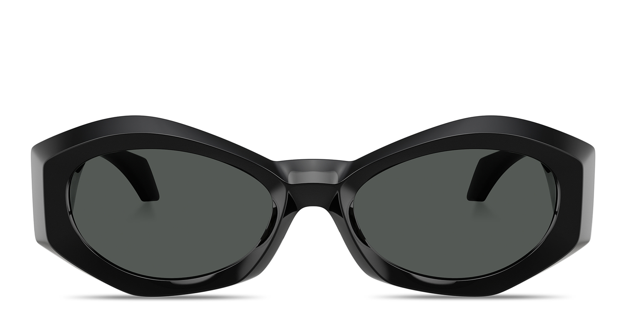 VERSACE Medusa Plaque Irregular Sunglasses in Black – Product Photo 1